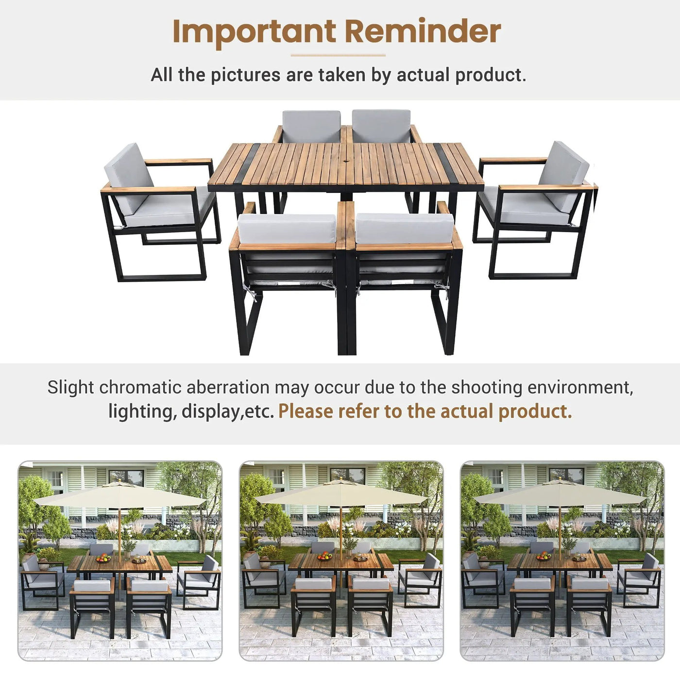 7 Pieces Outdoor Dining Set Patio Dining Table And Chair Set With And Removable Cushions For Patio by HouseOfZazla