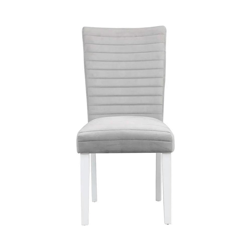 Elizaveta - Side Chair (Set of 2) - Gray Velvet &White High Gloss by Unique Piece Furniture
