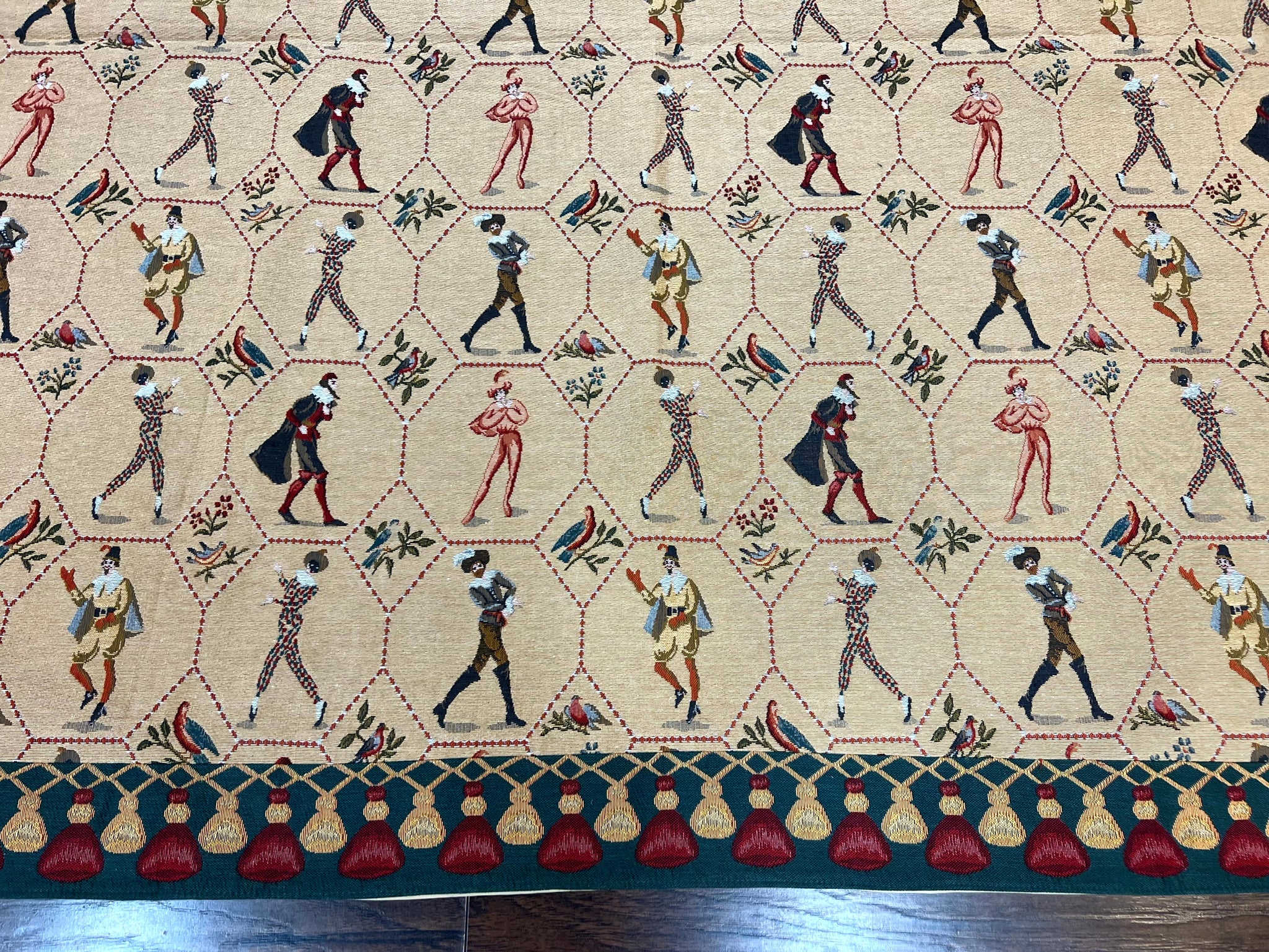 Square Tapestry 5x5, Wall Hanging, Human Pictorials, Court Jesters, Vintage by Jewel Rugs