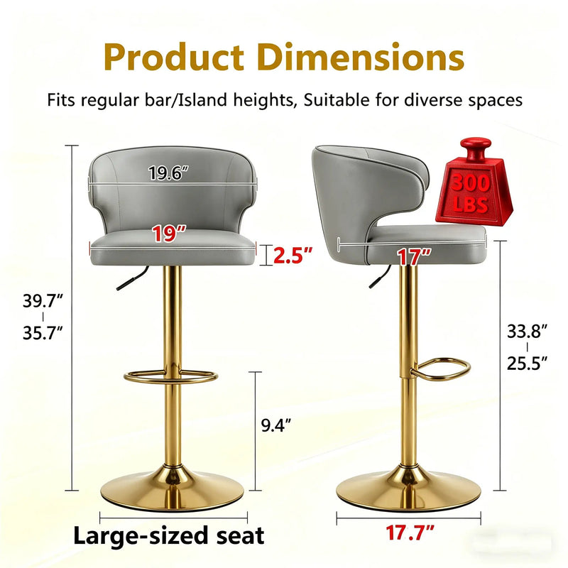 Modern Rotating Adjustable Bar Chair Set - Grey by HouseOfZazla