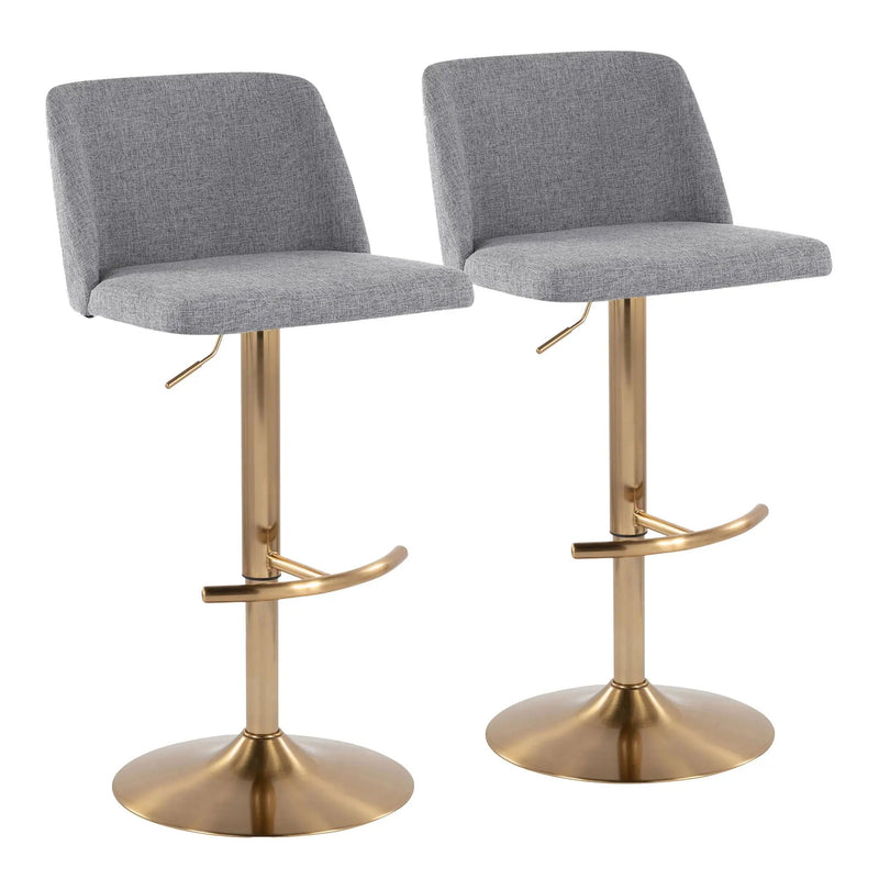 Toriano - Contemporary Adjustable Barstool With Swivel With Rounded T Footrest (Set of 2) by HouseOfZazla