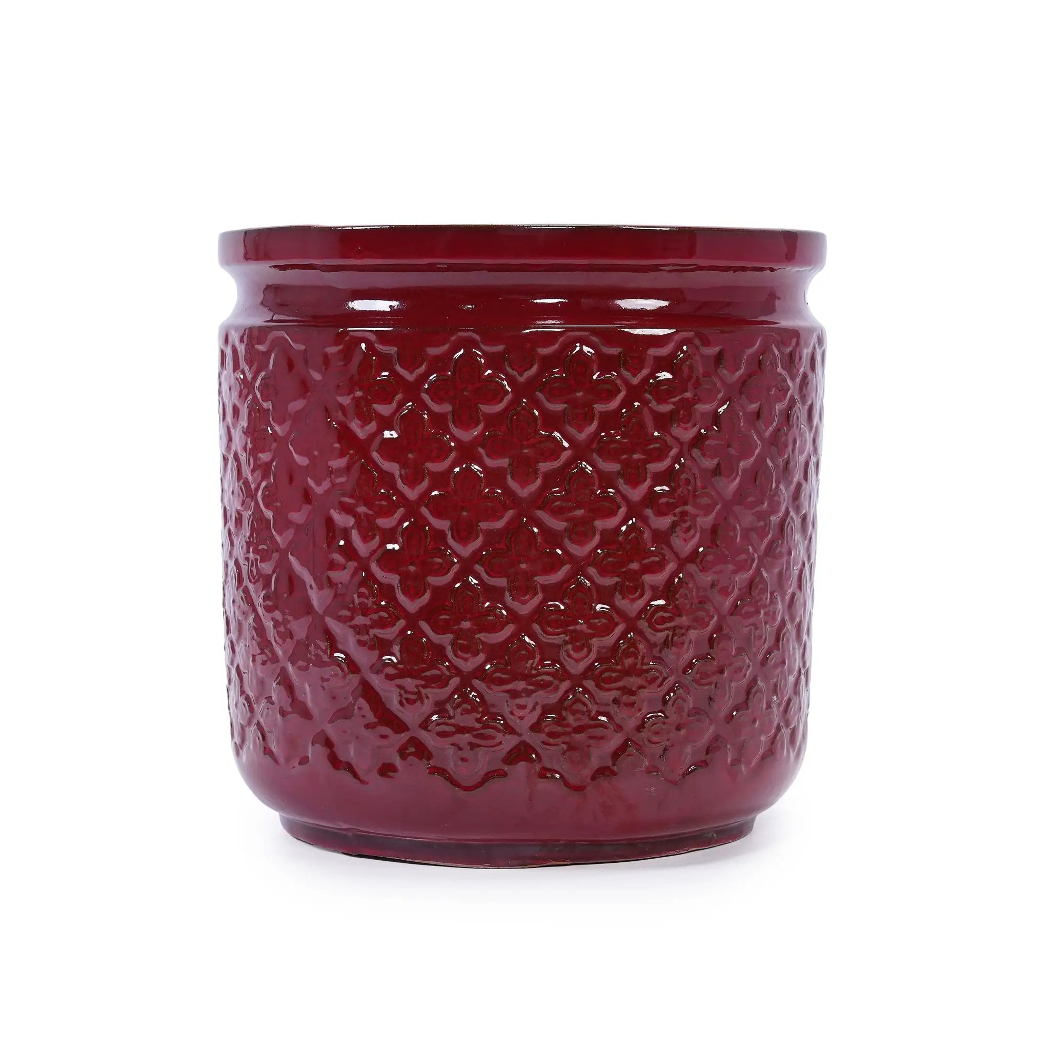 3 Pieces Ceramic Flowerpot Set, Bean Paste Red by HouseOfZazla