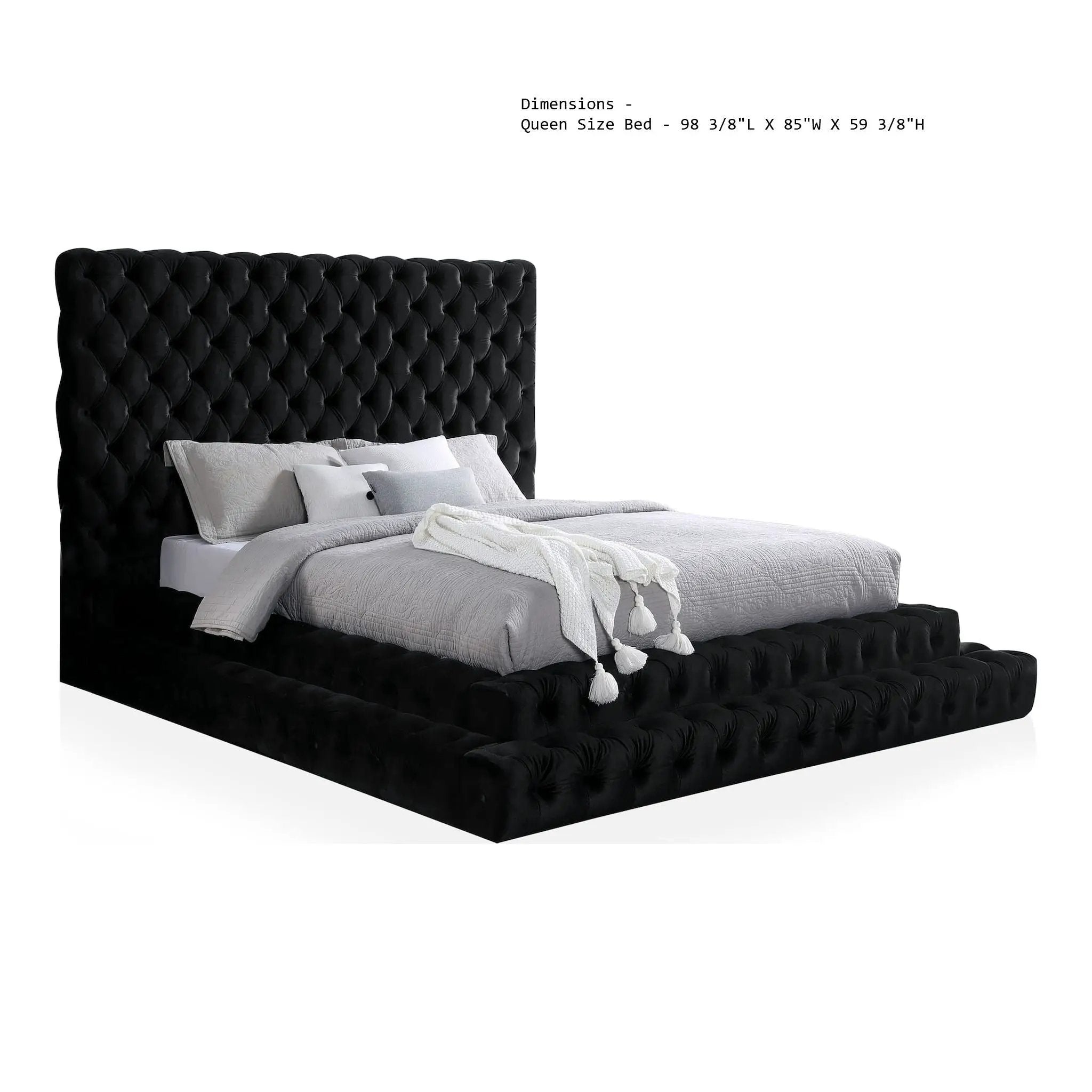 Tufted Oversized Headboard Platform Bed With Fully Upholstered Frame by Unique Piece Furniture