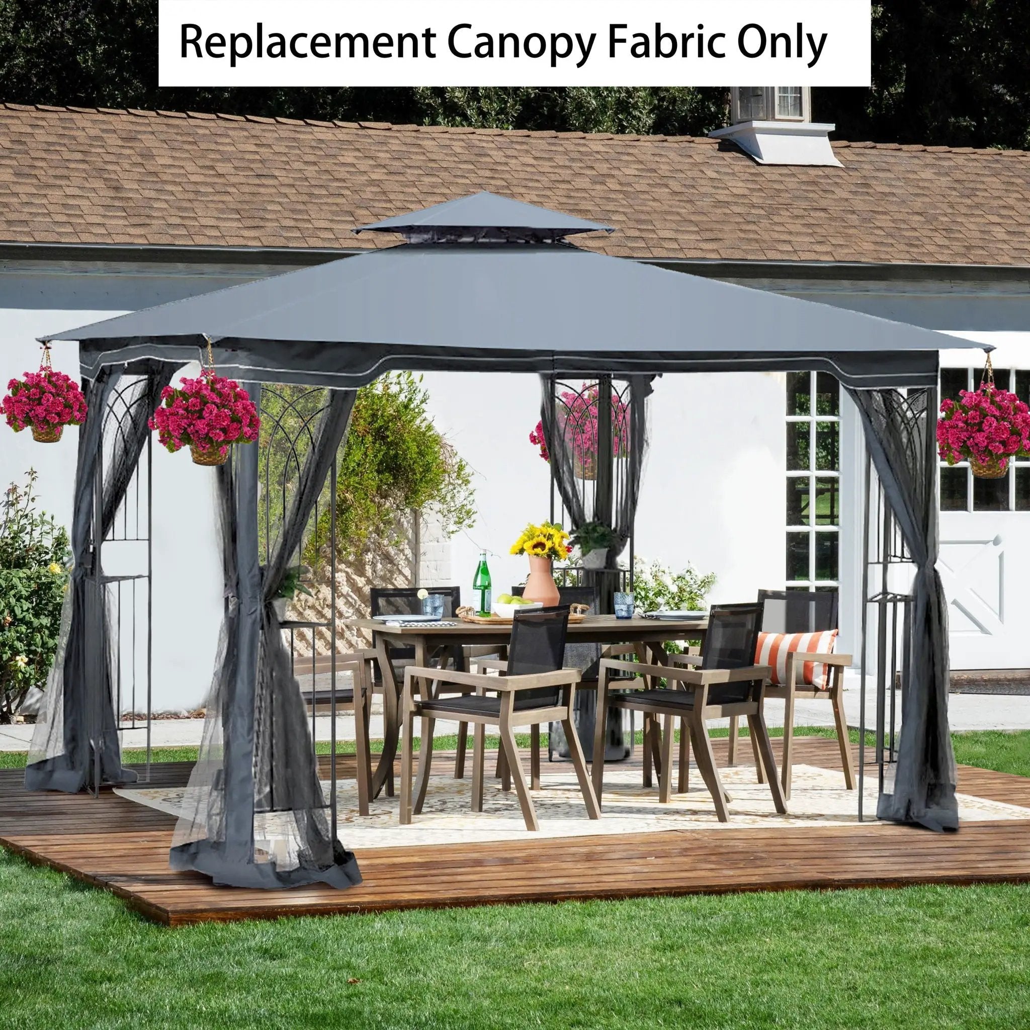 Patio Double Roof Gazebo Replacement Canopy Top Fabric by HouseOfZazla