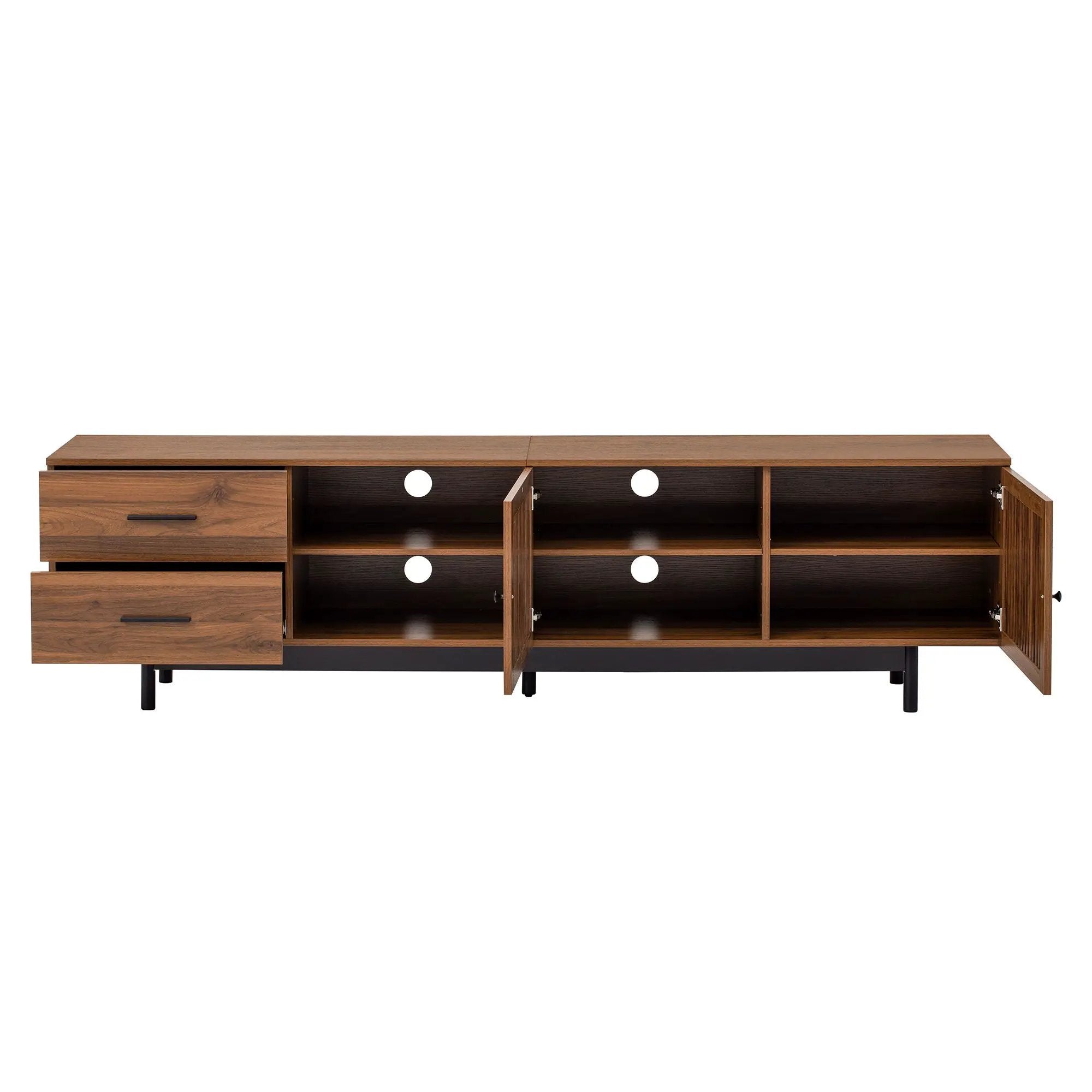 78" TV Stand For TVs Up To 85" Entertainment Center With Deep Drawers & Cable Management, Soft Closing Hinges - Walnut by HouseOfZazla