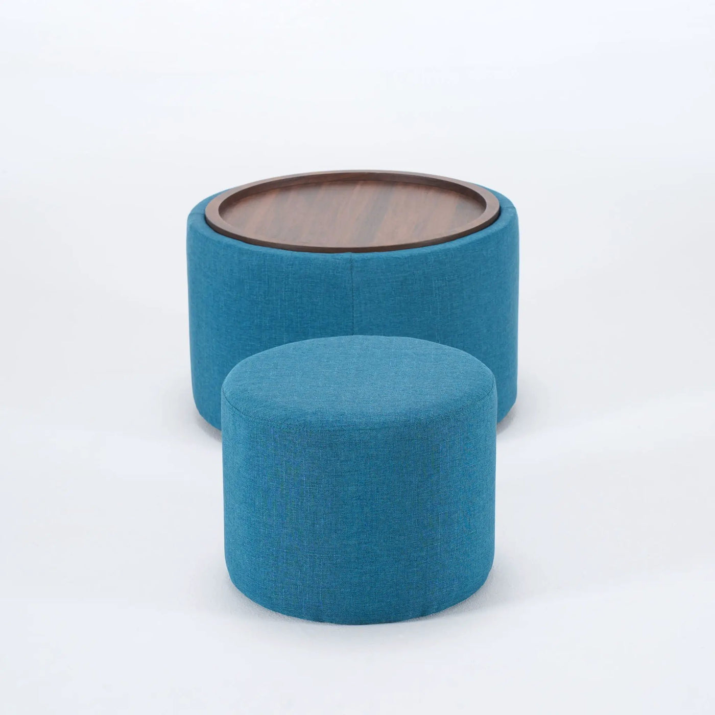 Nesting Ottomans, Round Coffee Table & Bench With Tray (Set of 2) by HouseOfZazla