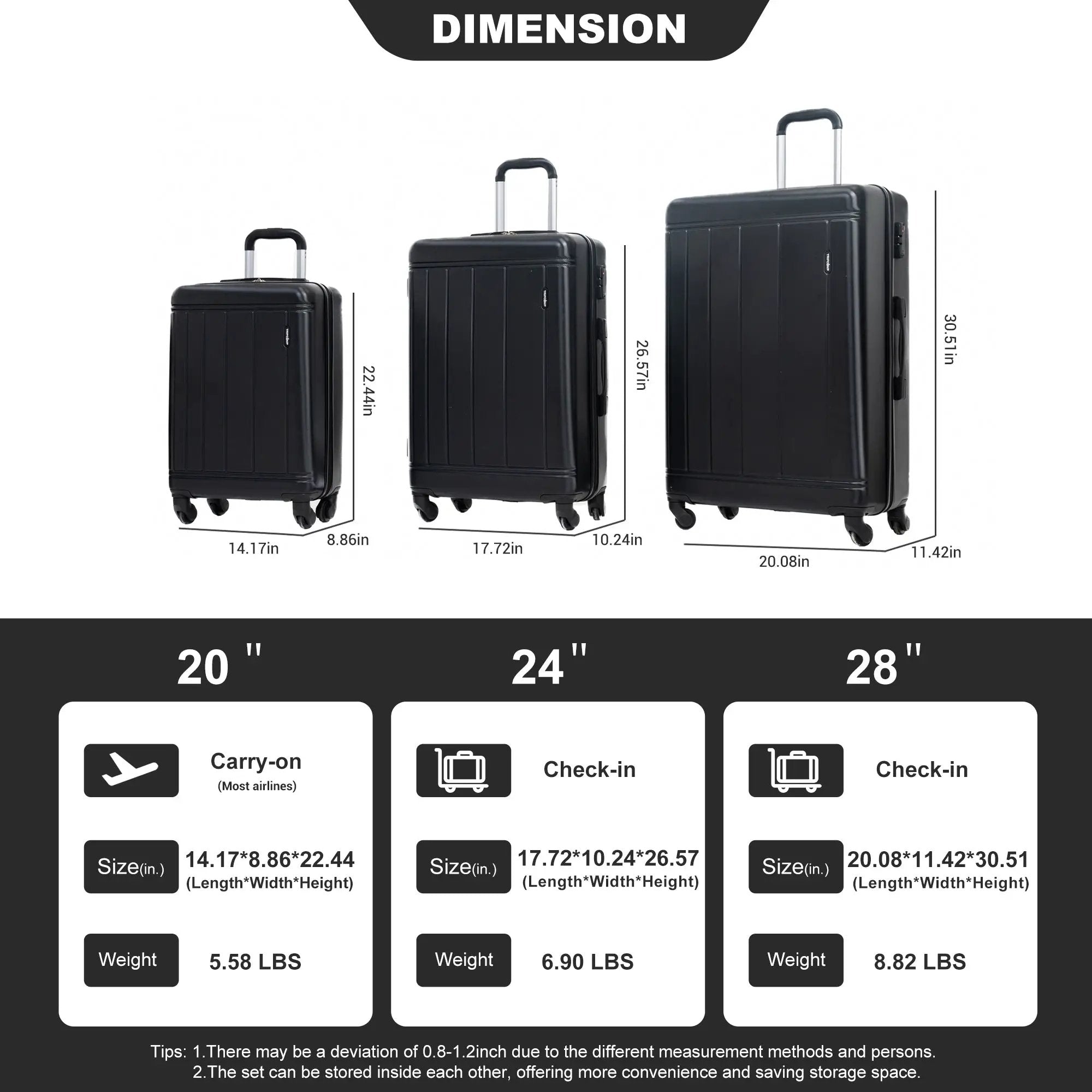 GigaTech 9-Piece Black Luggage Set With TSA Lock by HouseOfZazla