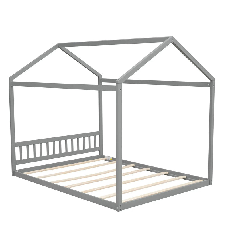 Wooden House Bed With Headboard by HouseOfZazla