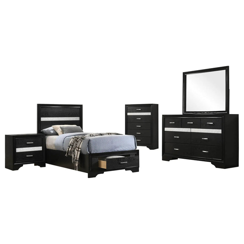 Miranda 5-piece Twin Bedroom Set Black by Unique Piece Furniture