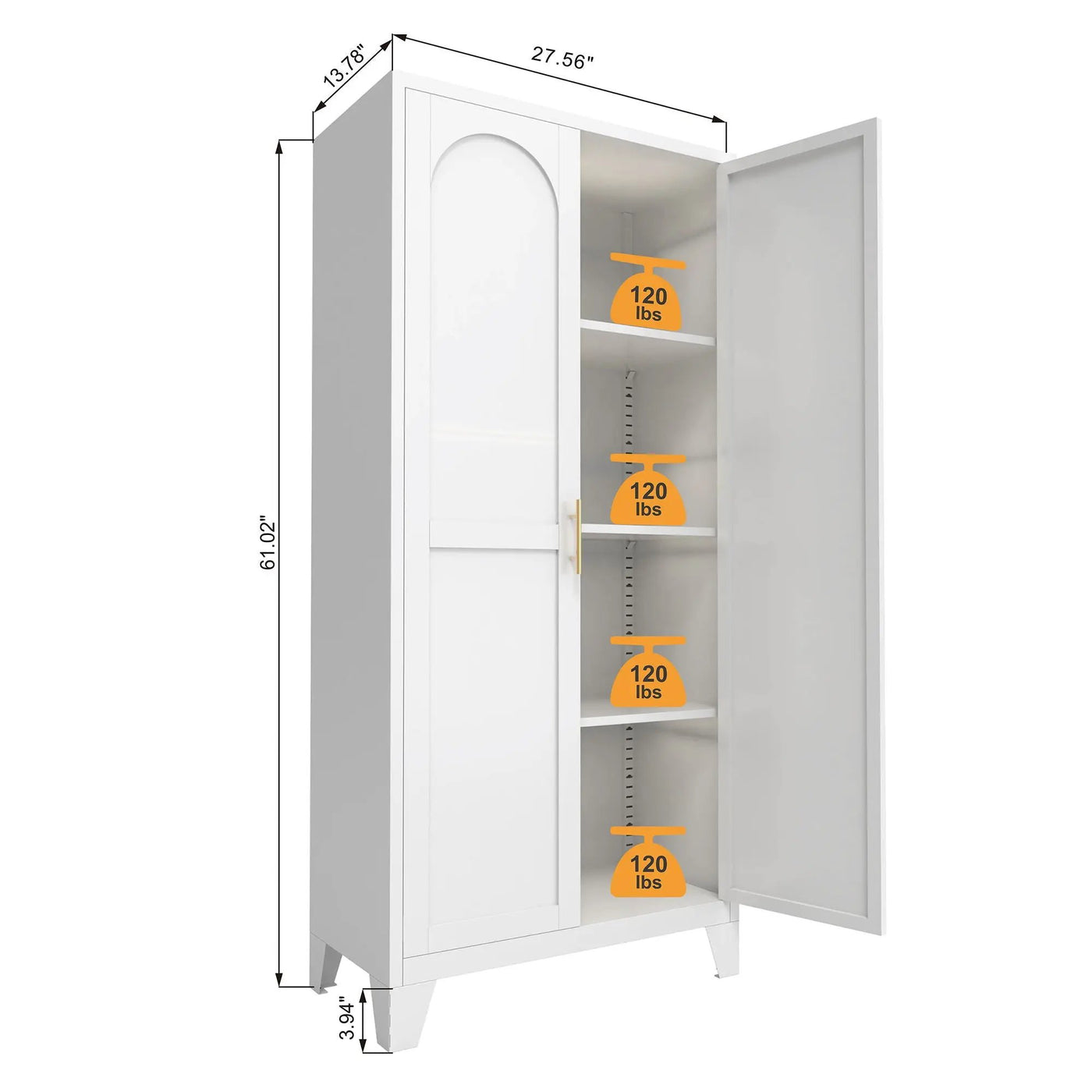 Shapely Doors Cabinet, Metal Storage Cabinet With Doors And Adjustable Shelves by Unique Piece Furniture