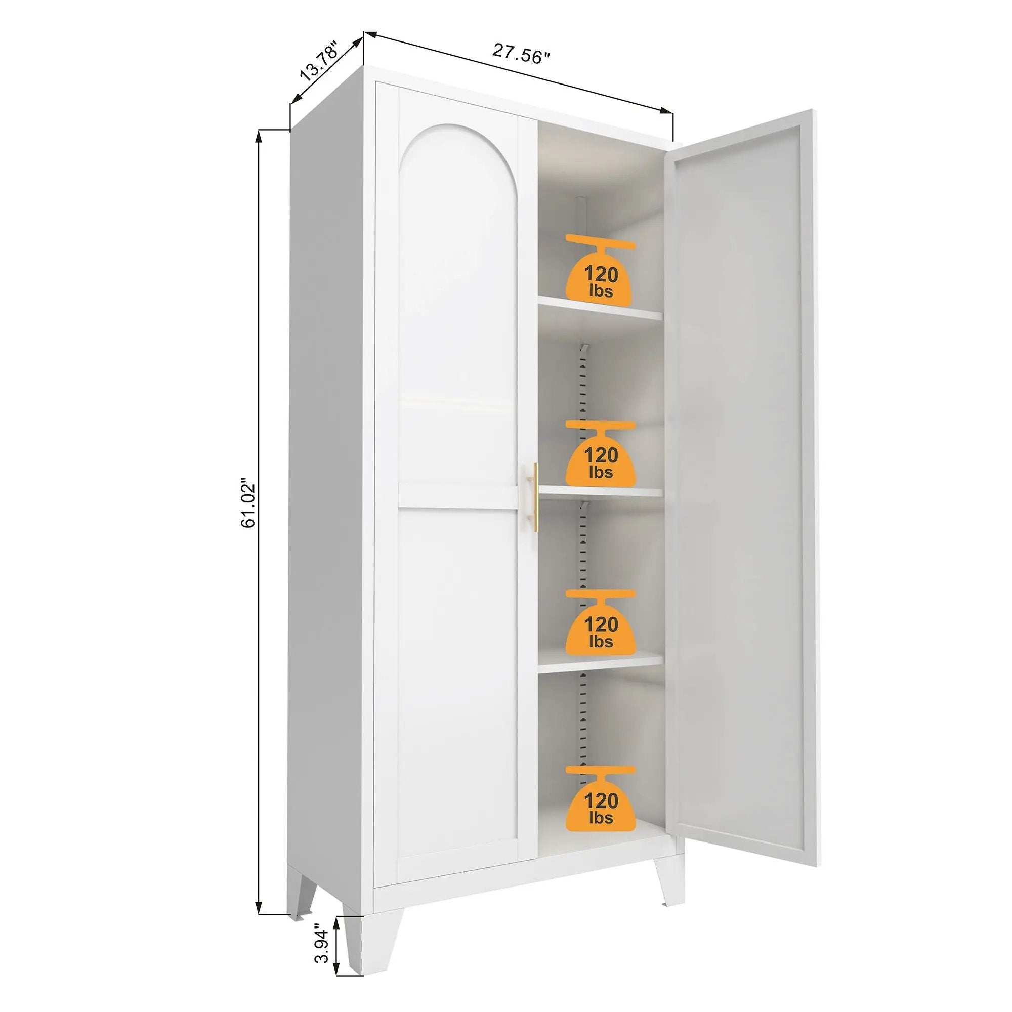 Shapely Doors Cabinet, Metal Storage Cabinet With Doors And Adjustable Shelves by Unique Piece Furniture