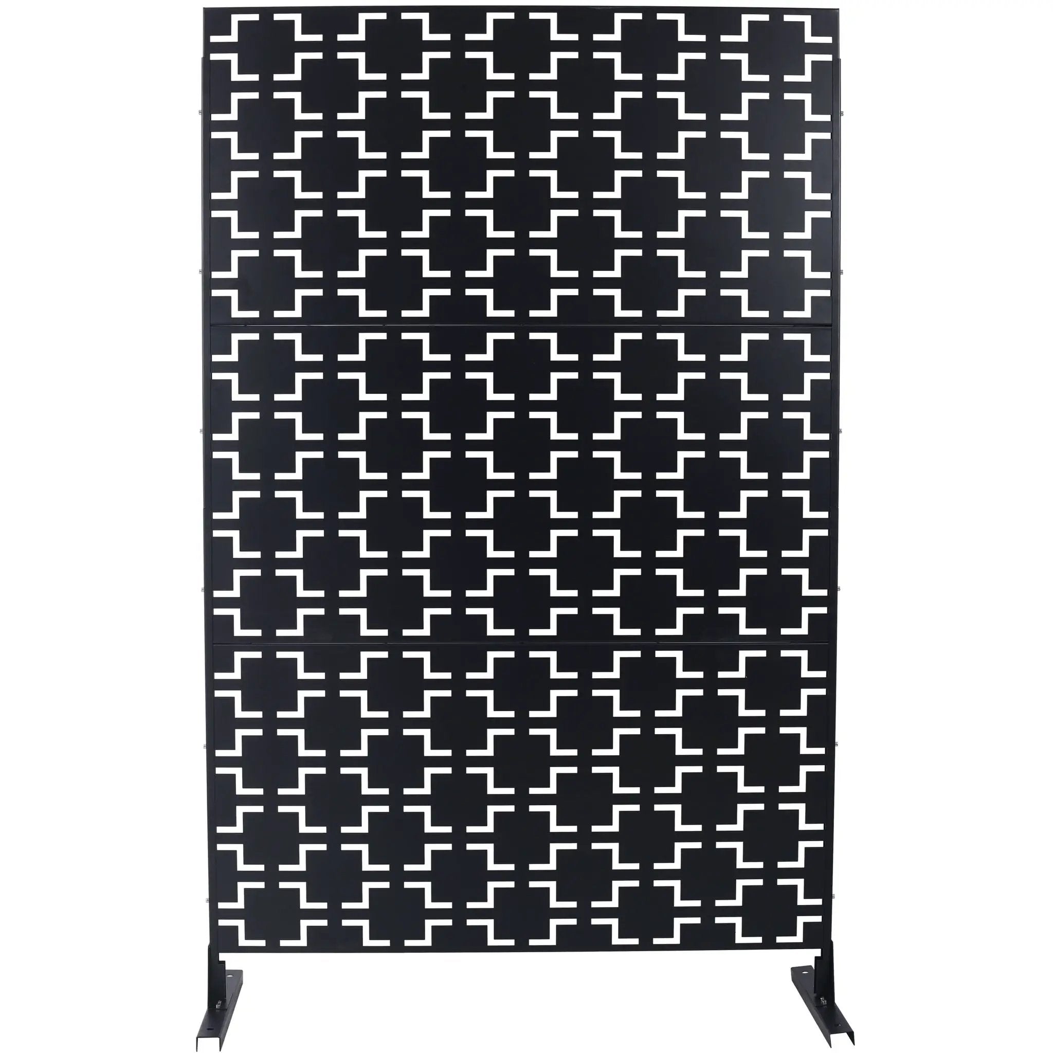 Outdoor / Indoor Privacy Screen Metal Privacy Screen, Freestanding Decorative Privacy Screen For Deck Balcony Patio - Black by Unique Piece Furniture