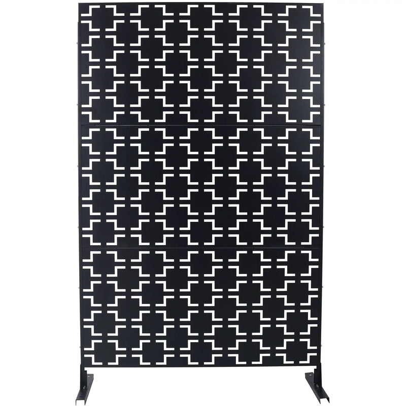 Outdoor / Indoor Privacy Screen Metal Privacy Screen, Freestanding Decorative Privacy Screen For Deck Balcony Patio - Black by Unique Piece Furniture