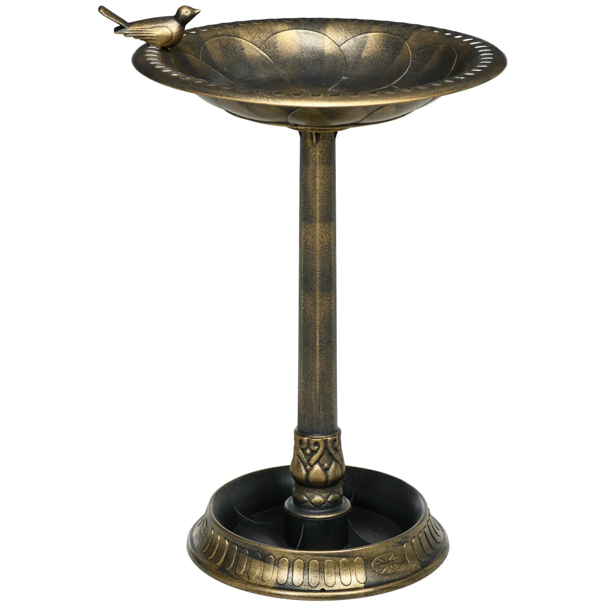Outsunny 28" Antique Bronze Bird Bath with Pedestal Flower Planter Base by HouseOfZazla
