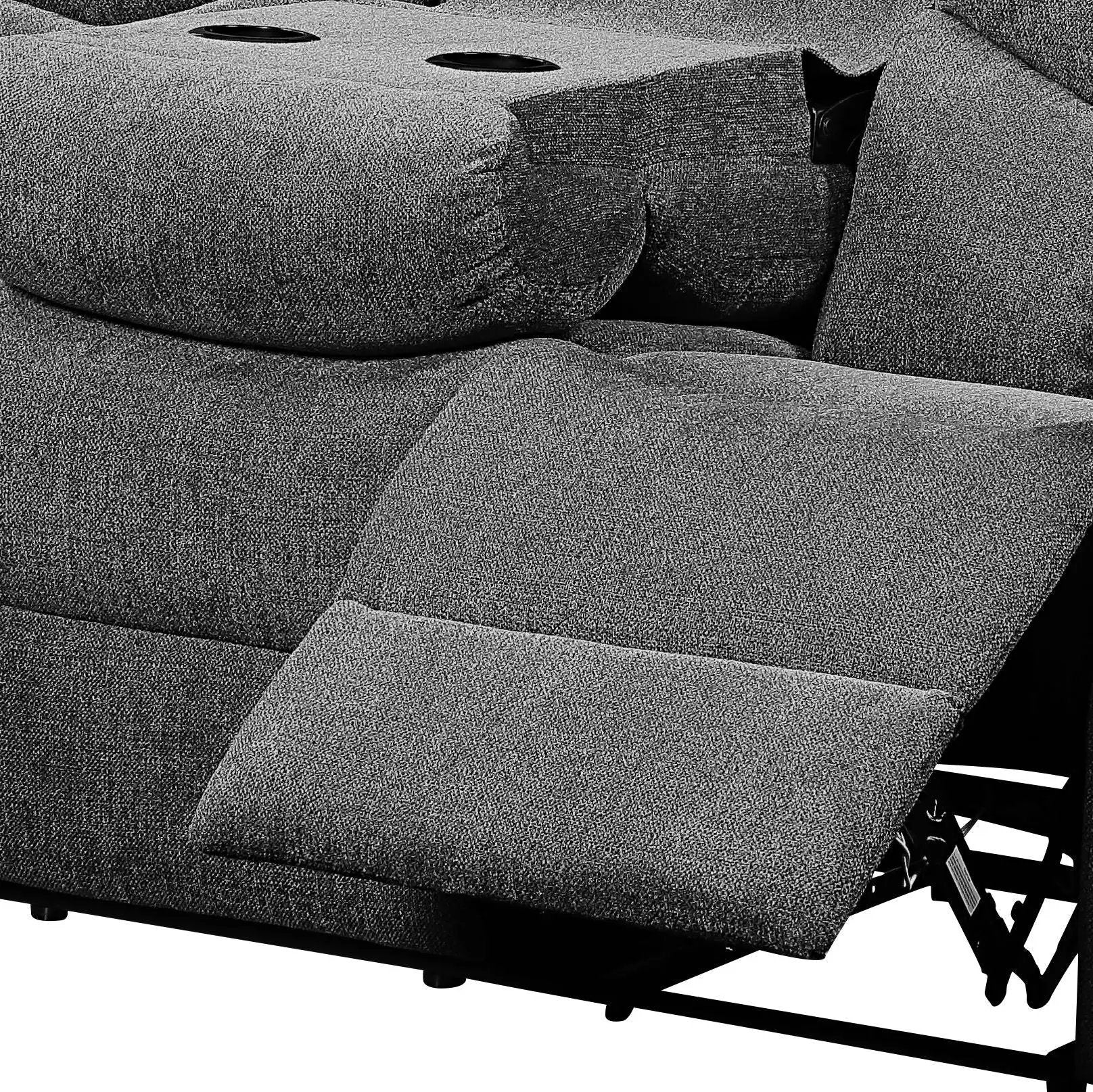 Kalen - Chenille Sofa With Drop Down Table - Gray by Unique Piece Furniture