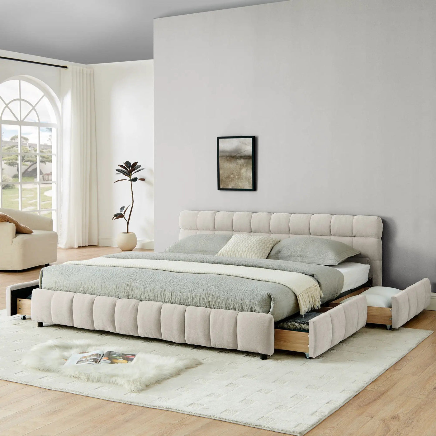 Modern Platform Bed Frame With Thick Fabric by Unique Piece Furniture