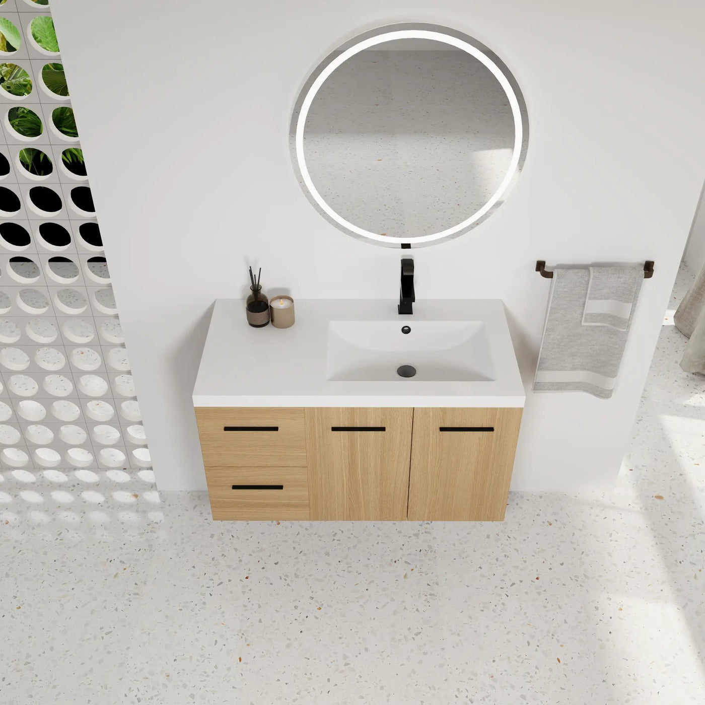 Wall Mounted Floating Bathroom Vanity With Sink, Door & Drawers Modular Cabinet by Unique Piece Furniture