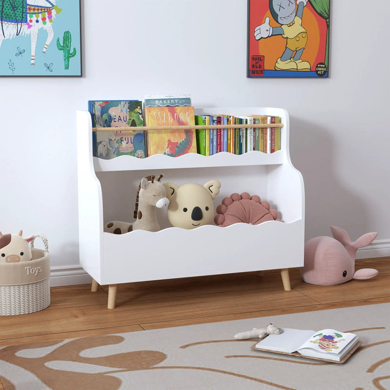 Kids Bookcase, Children Book Organizer Toy Storage Cabinet - White by Unique Piece Furniture