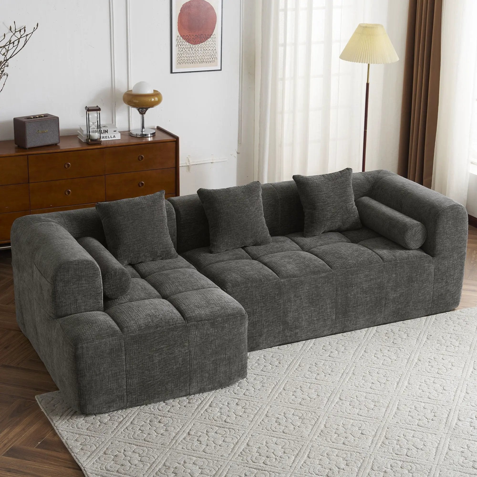 Sectional Free Combined Sofa With 2 Side Pockets by HouseOfZazla