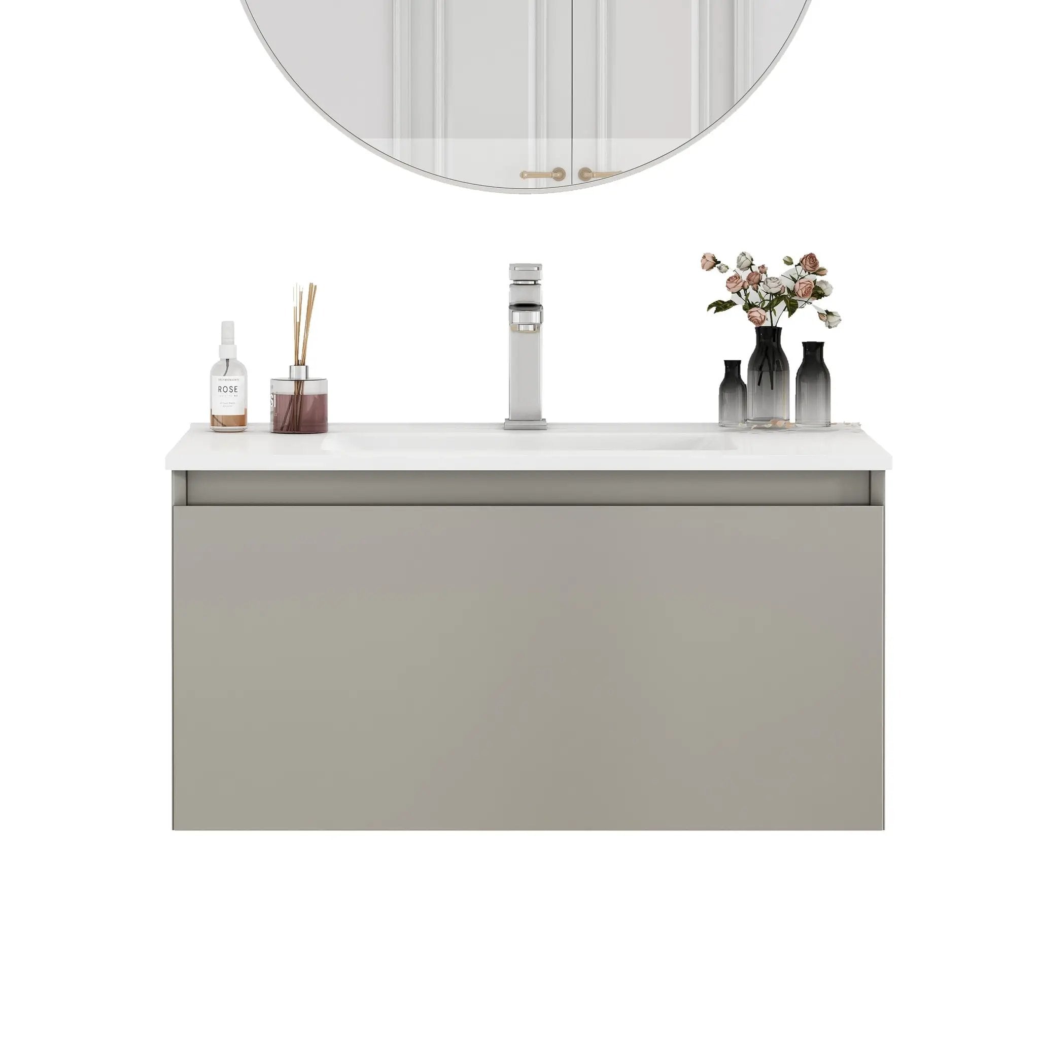 32-Inch Wall-Mounted Bathroom Vanity with Soft-Close Drawer by HouseOfZazla
