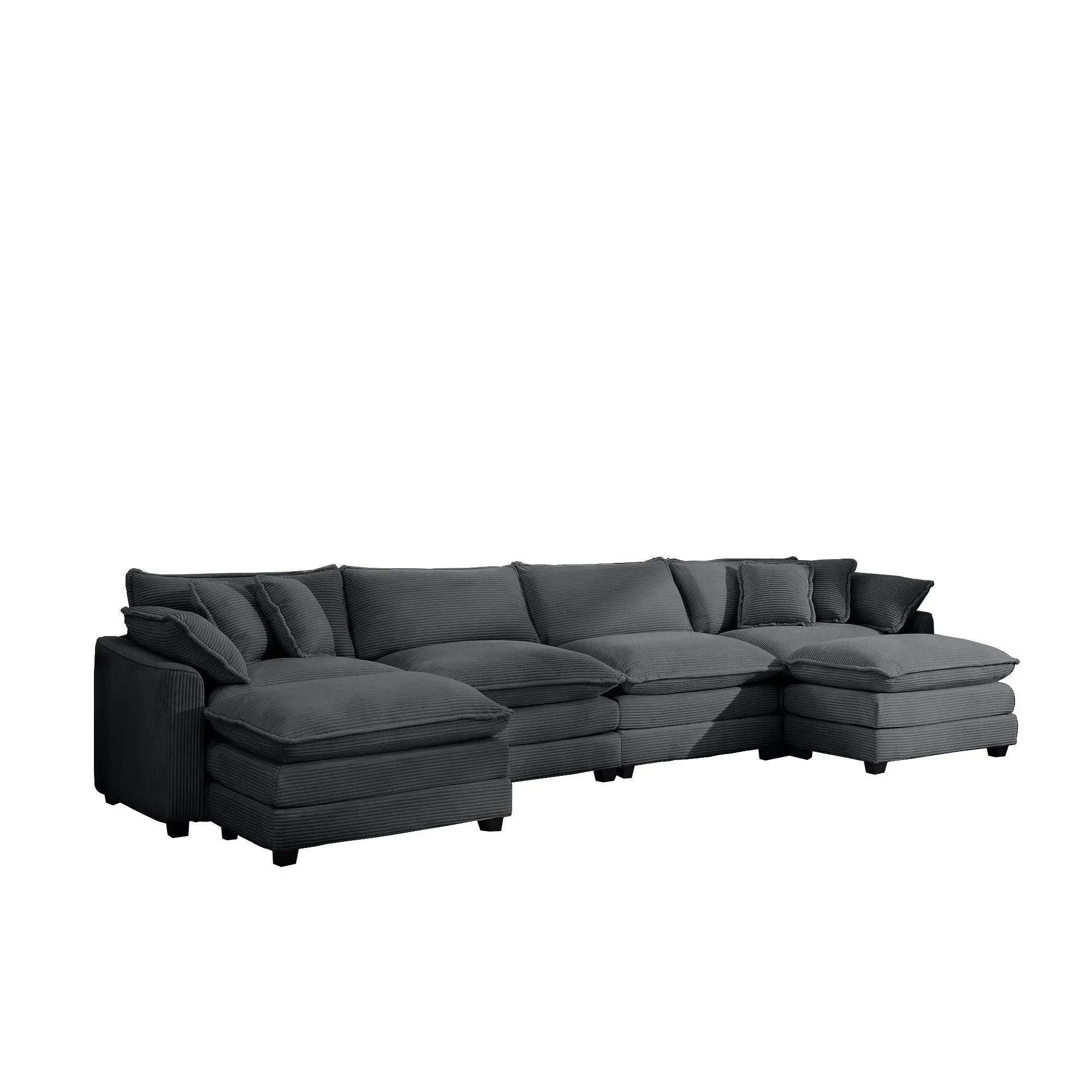 Modern Oversized Modular Cushion Sofa With Ottoman, Low Back, Deep Seating Sofa Set by Unique Piece Furniture