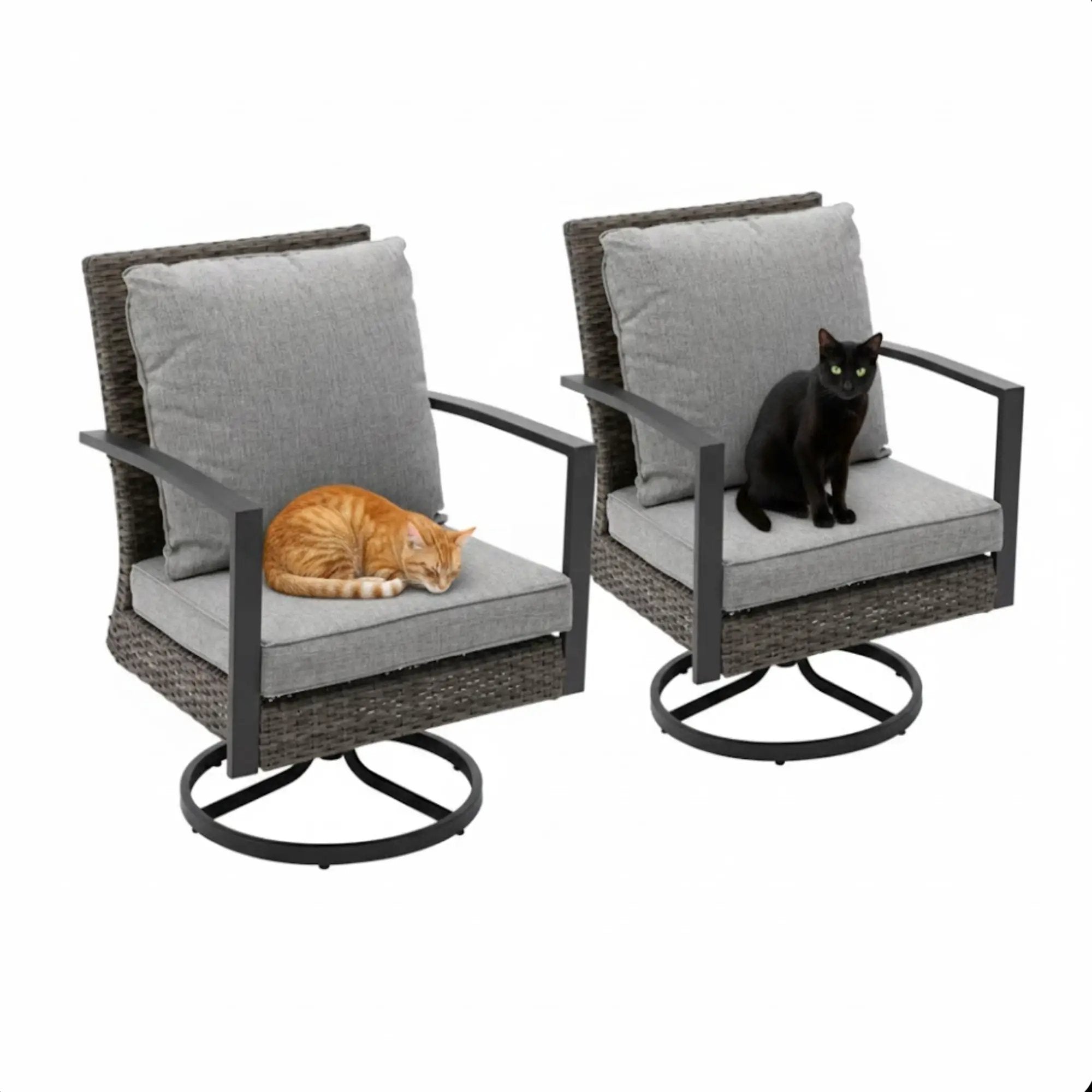 Swivel Rocker Patio Chairs With Cushions, All Weather (Set of 2) - Gray by HouseOfZazla