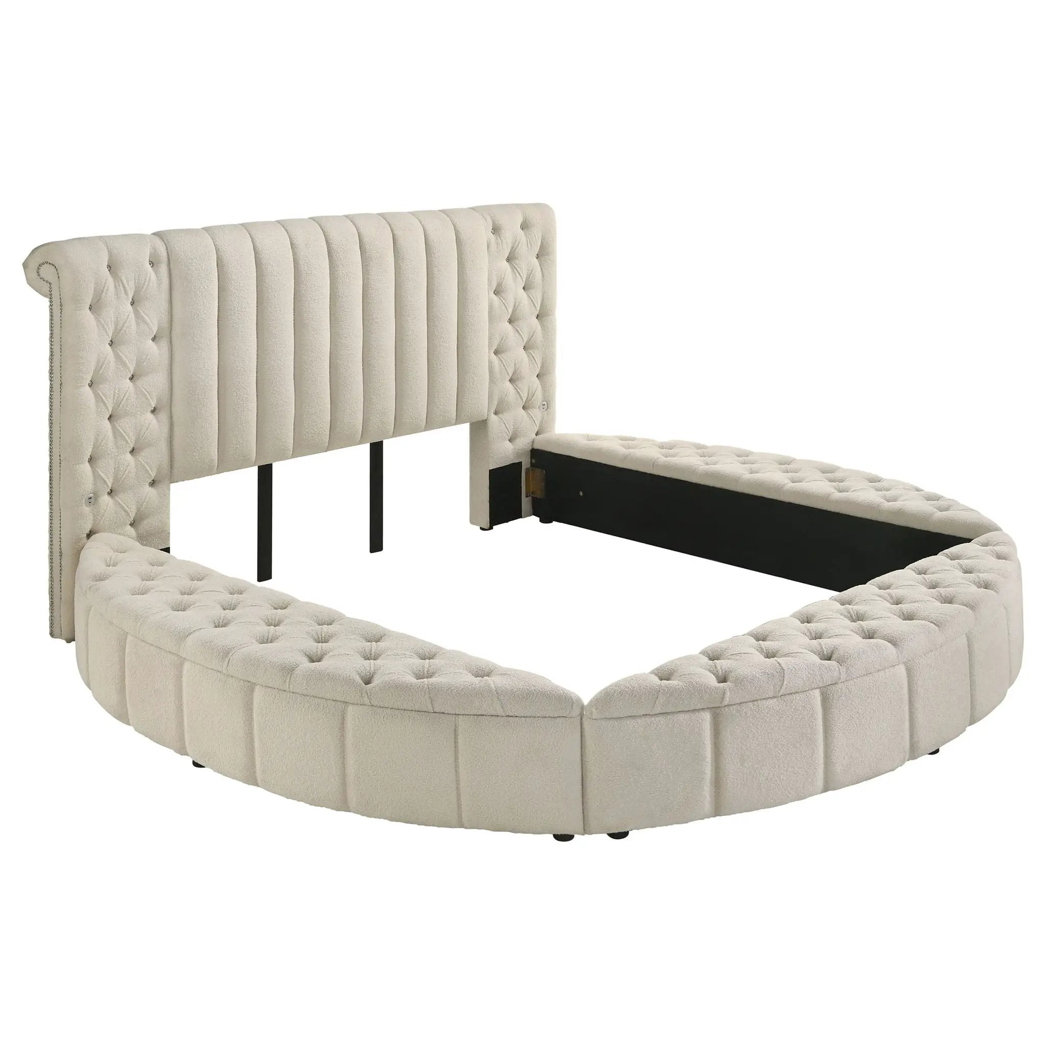 Sonya 4-piece Upholstered Eastern King Bedroom Set Ivory by Unique Piece Furniture