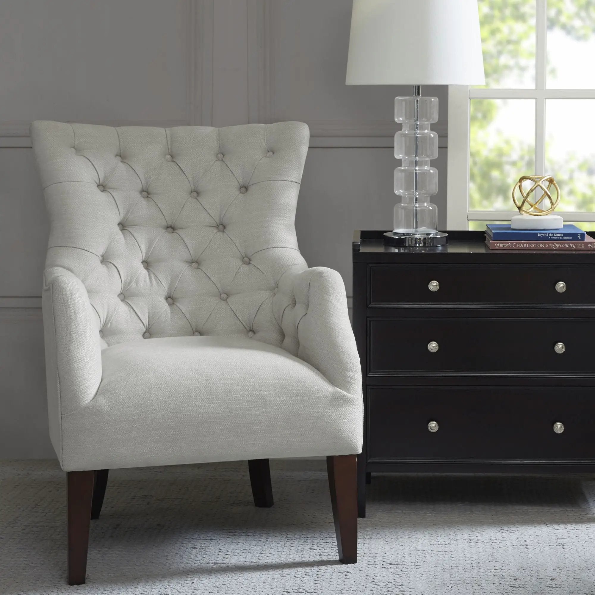 Hannah - Button Tufted Wing Chair by HouseOfZazla