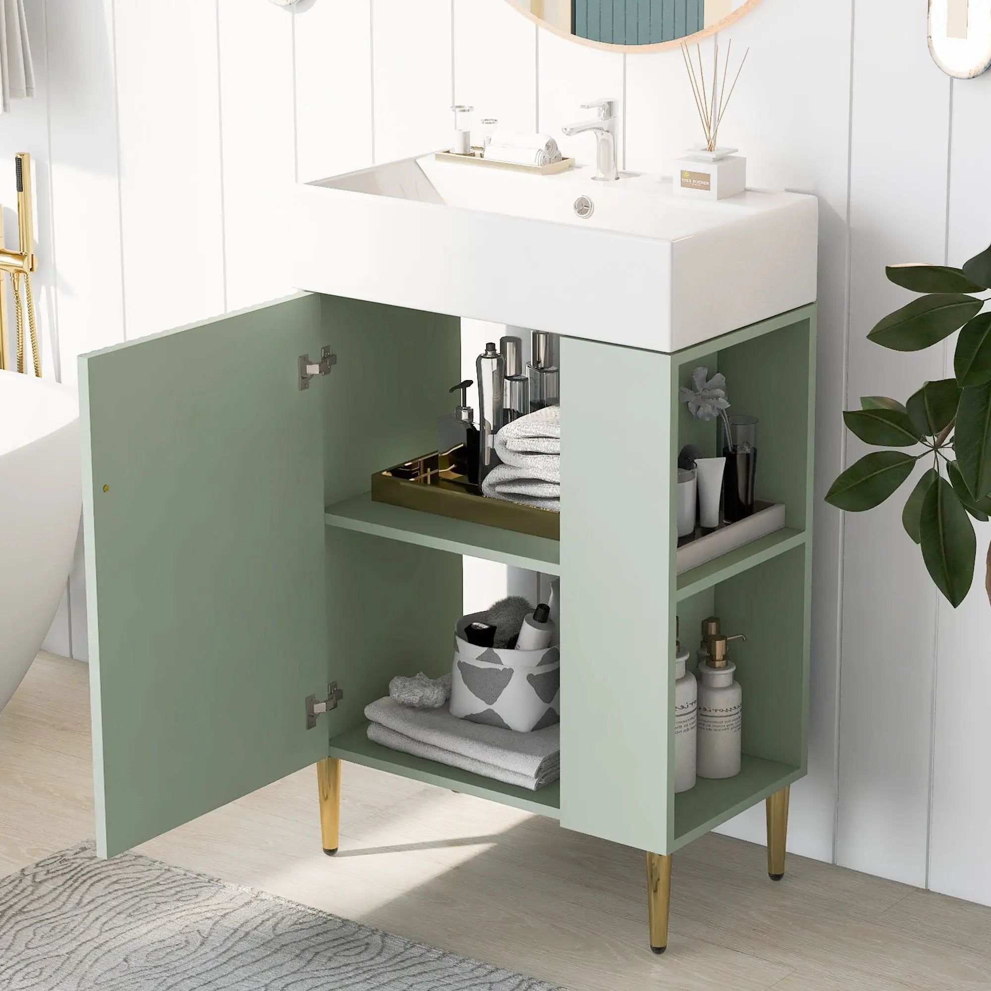 Bathroom Vanity, Combo Cabinet, Bathroom Storage Cabinet, Single Ceramic Sink by Unique Piece Furniture