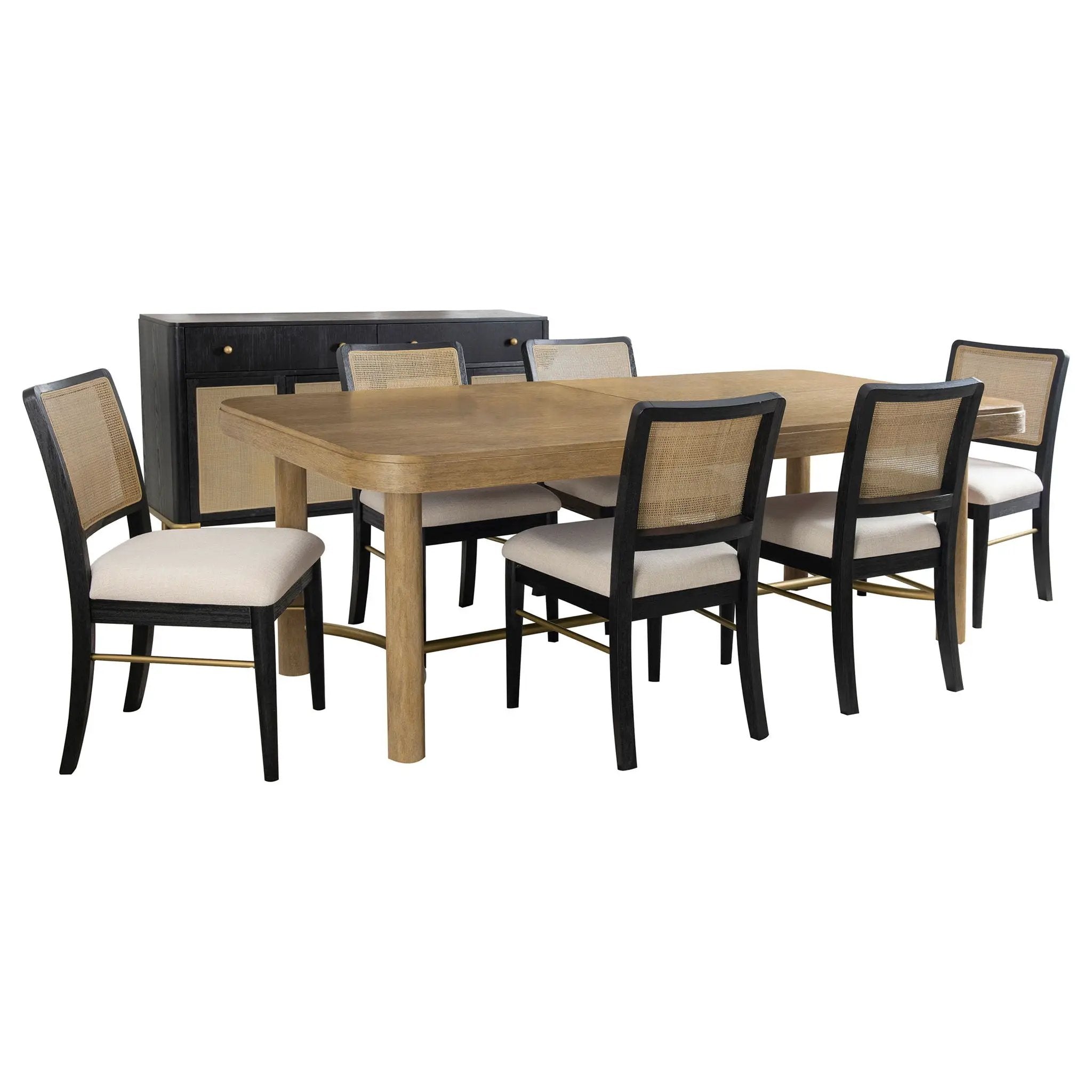 Arini 7-piece Extension Leaf Dining Table Set Sand Wash and Black by Unique Piece Furniture