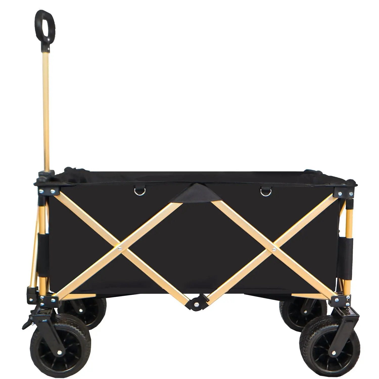 Aluminum Alloy Folding Wagon, Heavy Duty Utility Beach Wagon Cart For Sand With Big Wheels, Adjustable Handle & Drink Holders For Shopping, Camping, Garden And Outdoor by HouseOfZazla