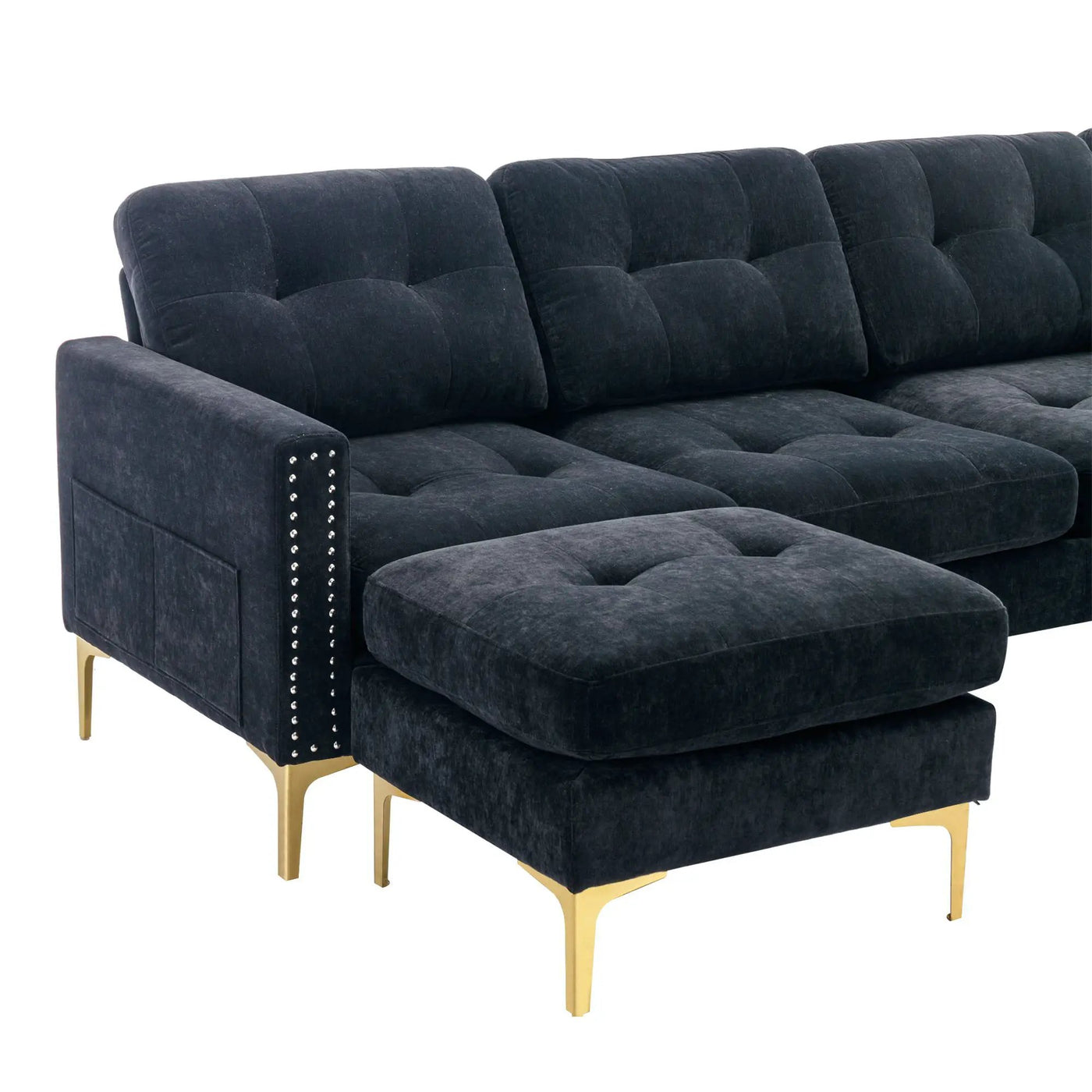 Modern L - Shape Convertible Sectional Sofa With Movable Ottoman by HouseOfZazla