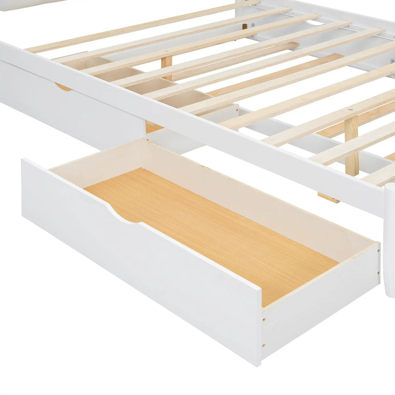 Storage Platform Bed, With 2 Big Drawers, Trundle, One Set Of Sockets & USB Ports by HouseOfZazla