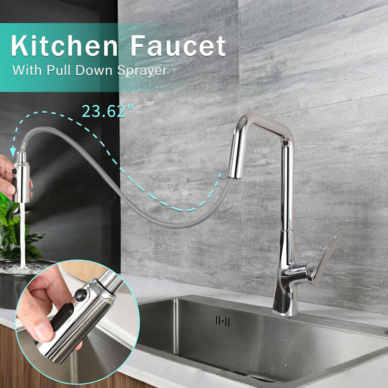 Professional Kitchen Faucet With 3 Function 360 Sprayer And 1 Touch Switching by HouseOfZazla