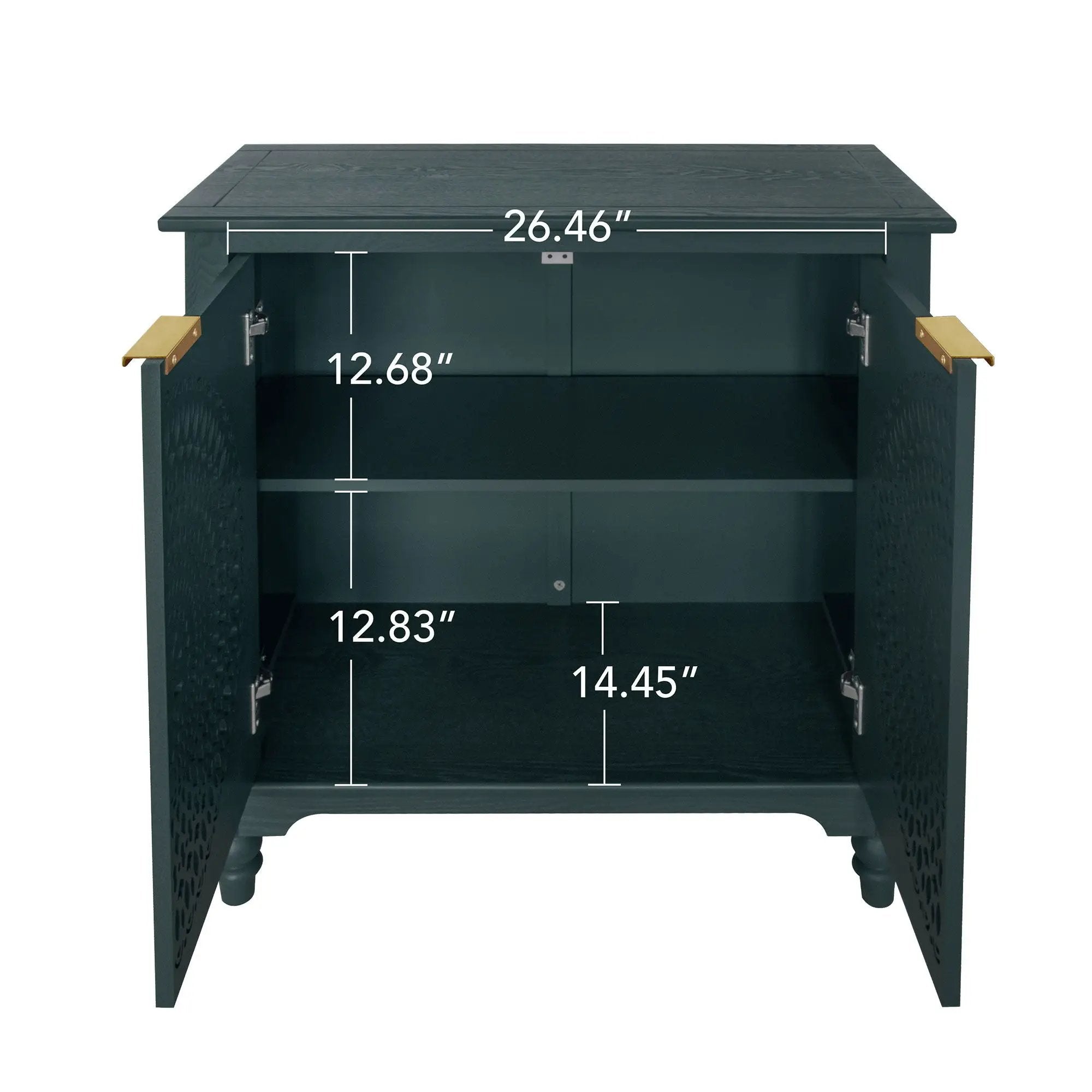 Hollow Carved 2 Door Accent Cabinet With Adjustable Shelf, Sideboard Buffet For Entryway, Living Room Or Bedroom - Blackish Green by HouseOfZazla