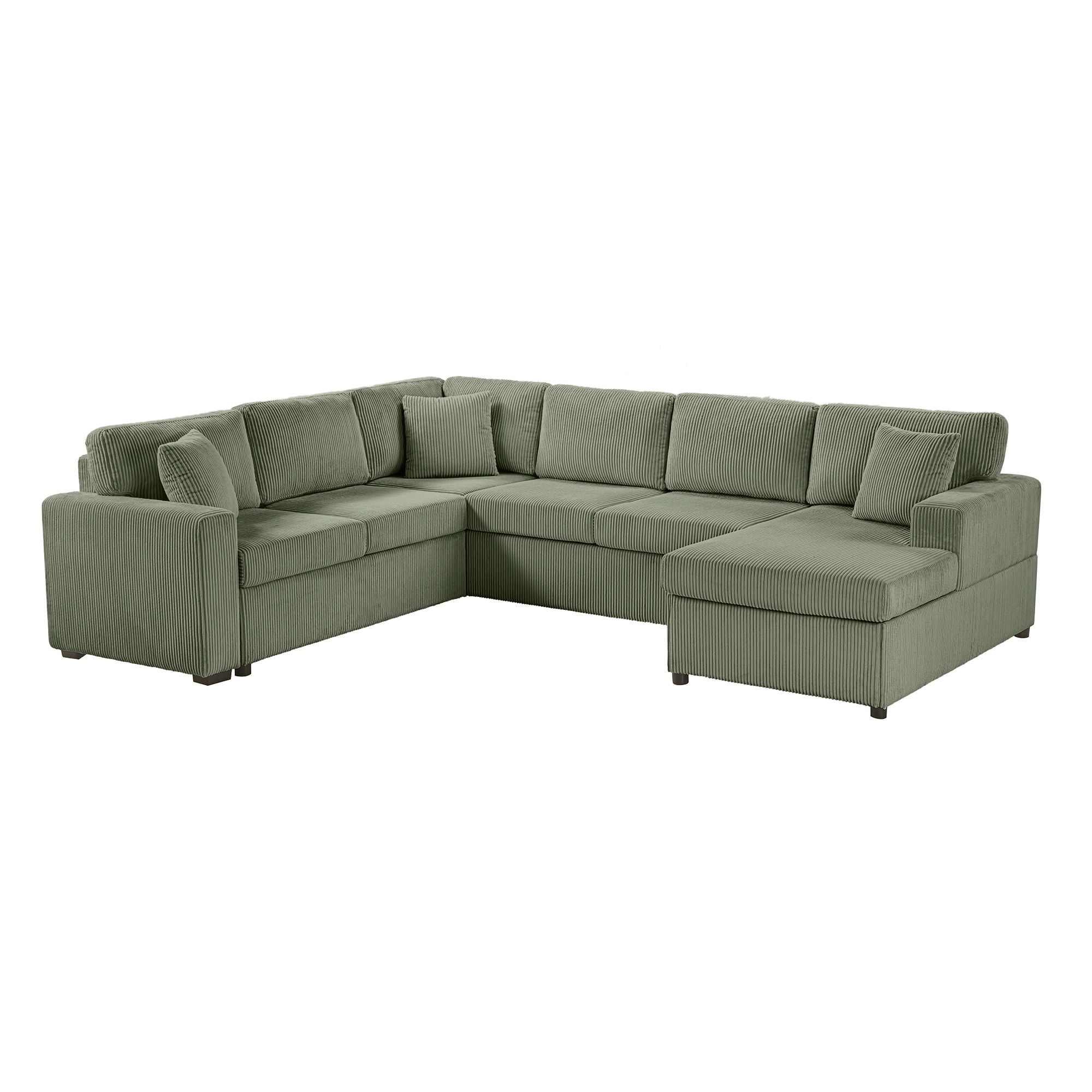Oversized Sectional U-Shaped Sofa With Chaise Lounge And Three Soft Throw Pillows by HouseOfZazla