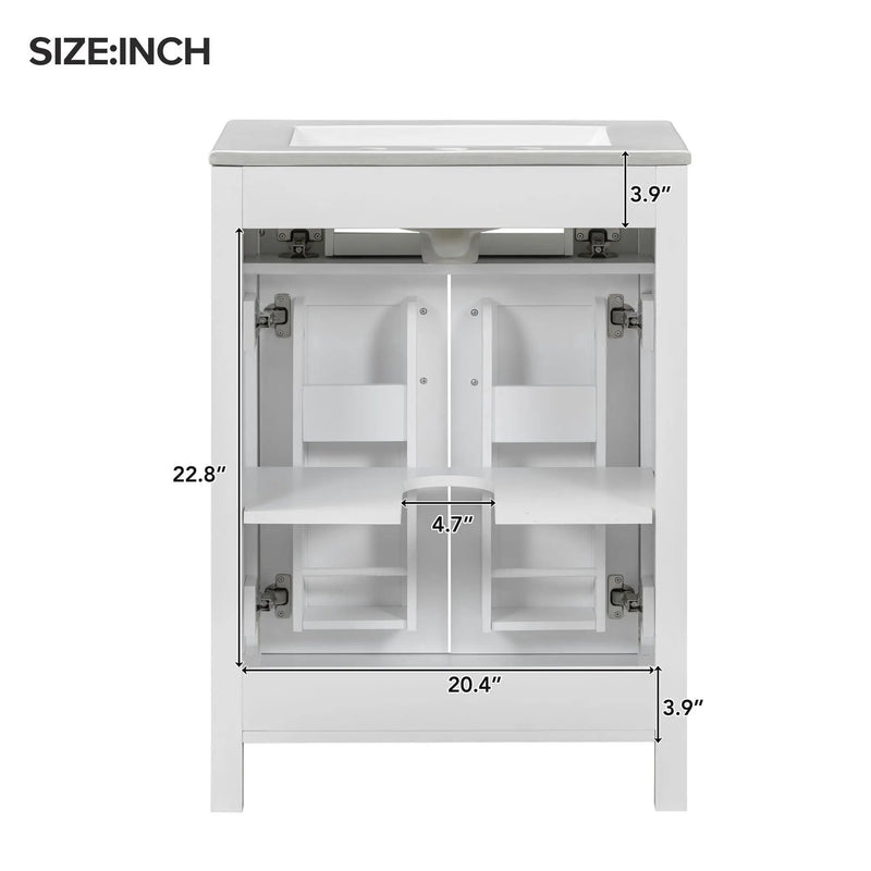 Bathroom Vanity Combo With Ceramic Sink, Luxurious Space-Saving Vanity, 2 Soft Close Doors by HouseOfZazla