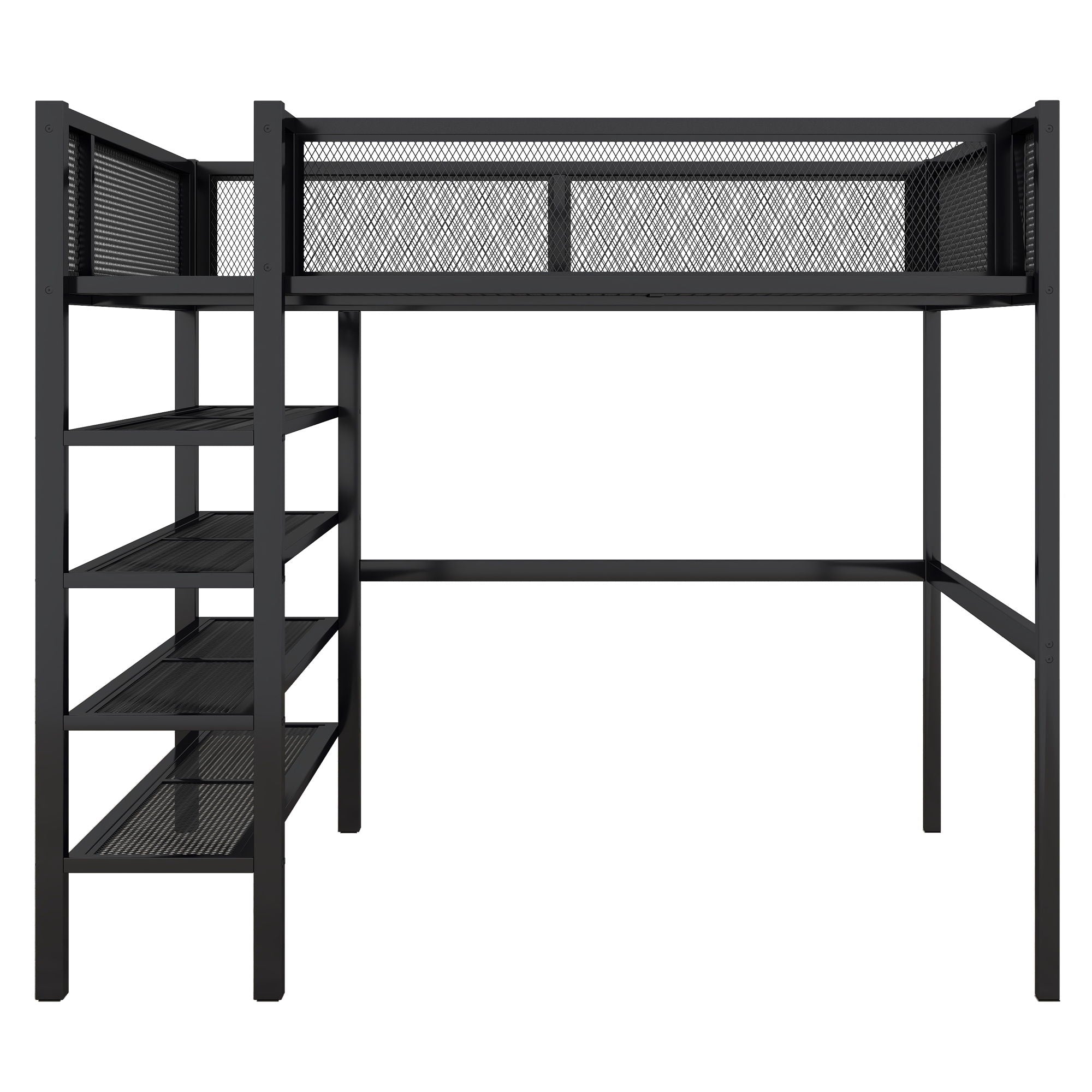 Loft Bed With 4 Tier Shelves And Storage by HouseOfZazla