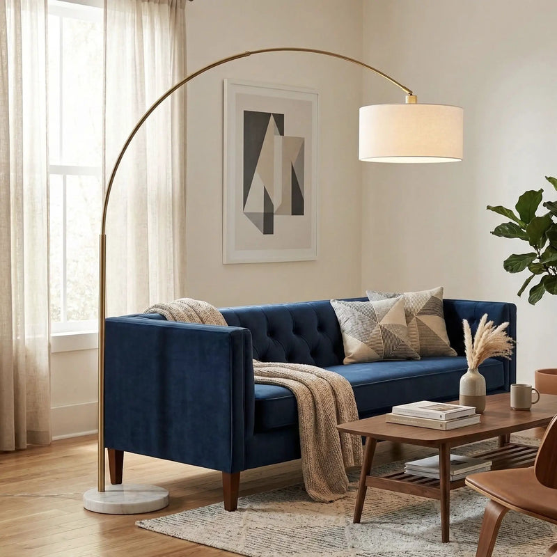 Ambient - Arch Floor Lamp With Large Shade - Gold / White by HouseOfZazla
