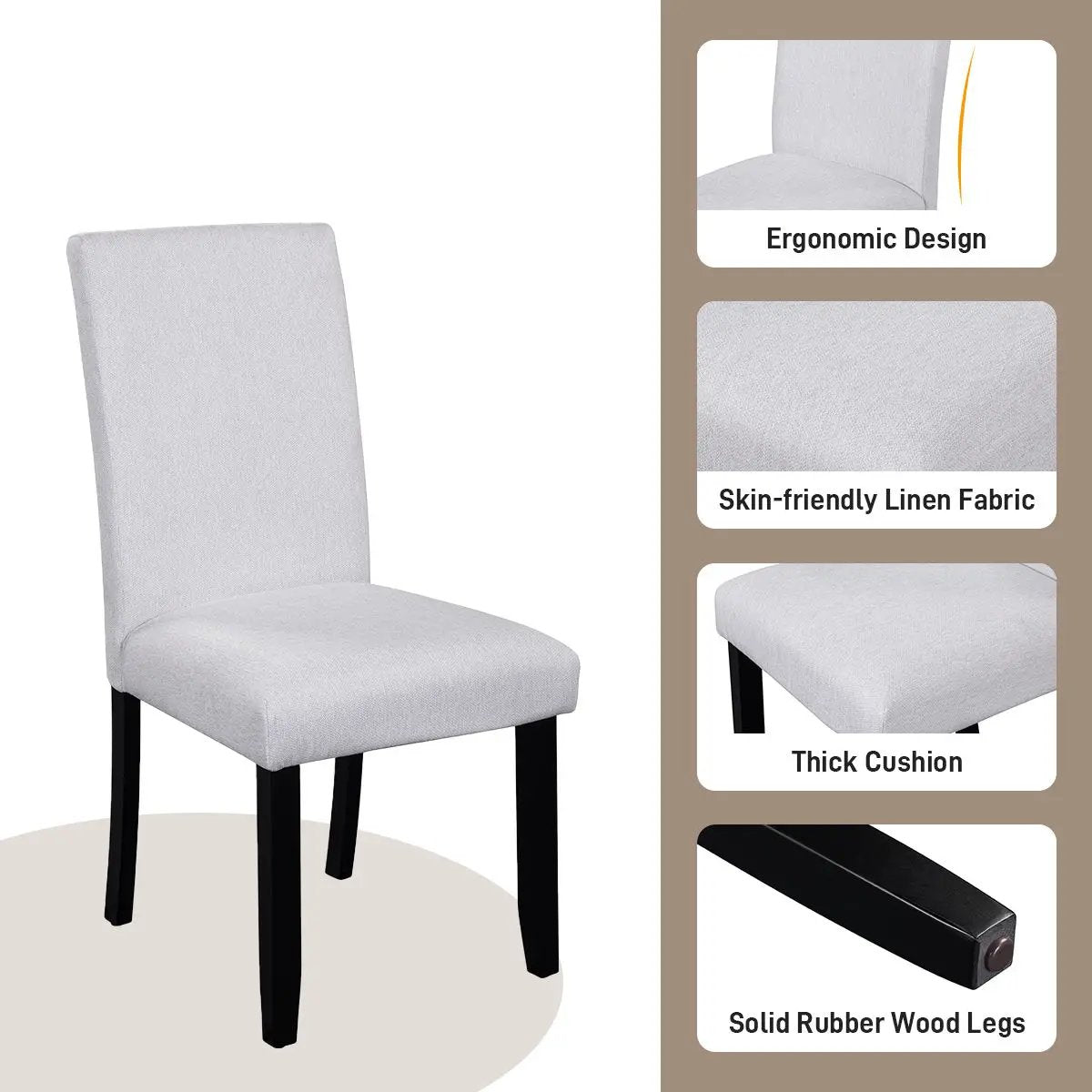 5 Piece Round Dining Table Set, Modern Dining Table And 4 Upholstered Chairs For Dining Room by Unique Piece Furniture