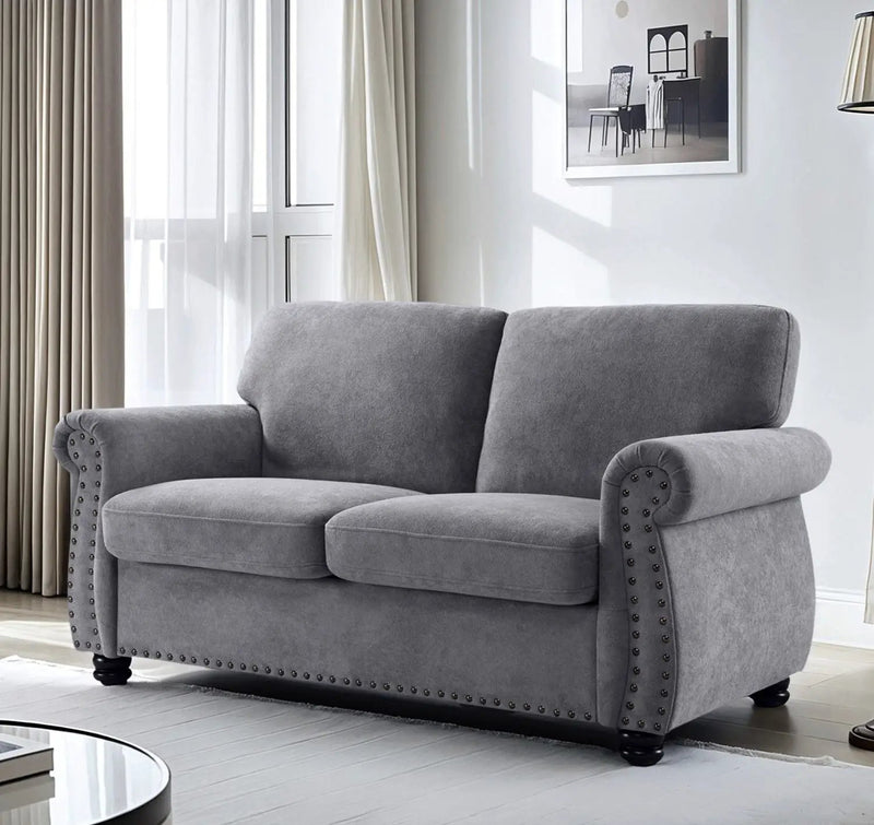 Soft Loveseat, Upholstered 2 Seater Couch, Loose Back Cushions And Turned Legs by Unique Piece Furniture