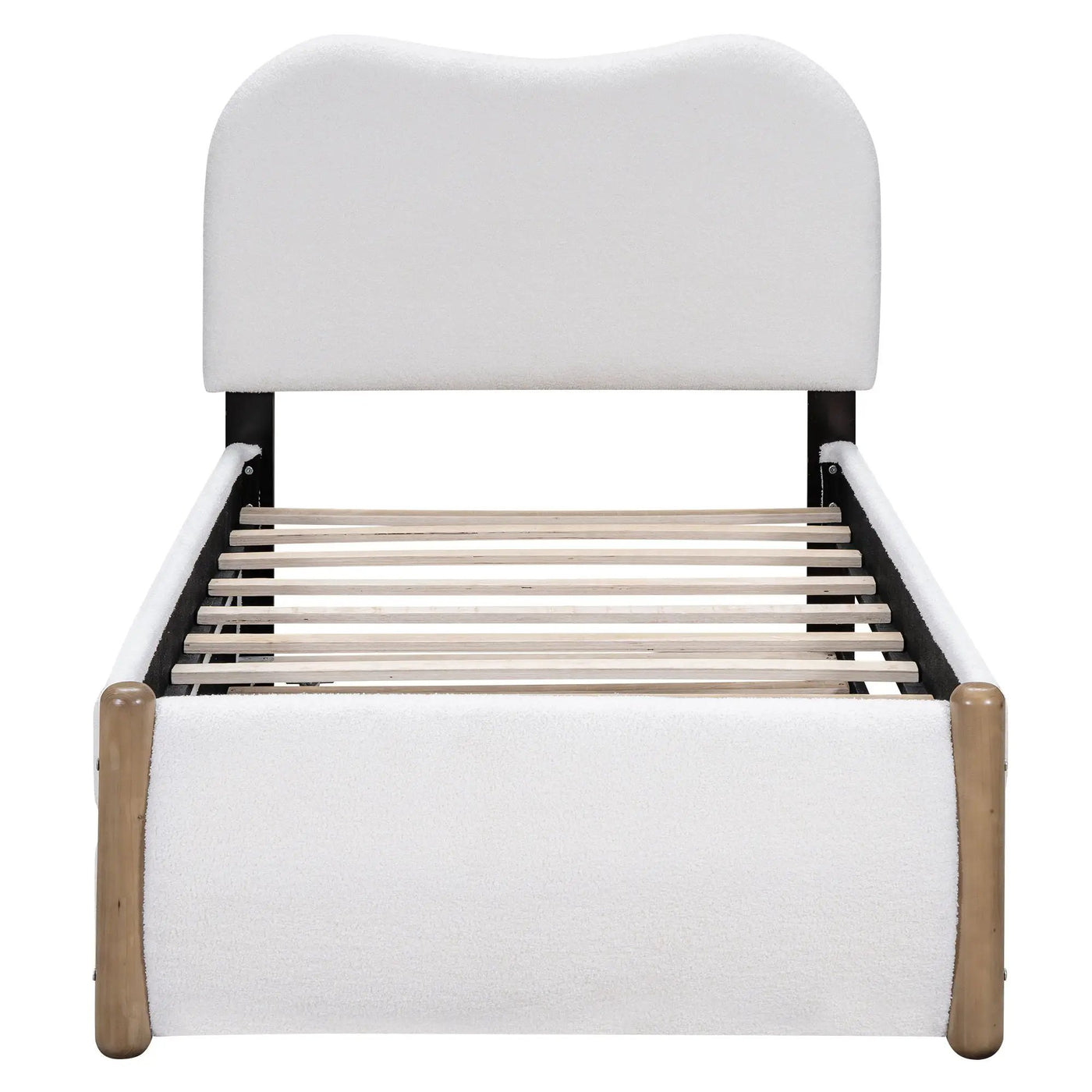 Upholstered Platform Bed With Wood Supporting Feet And Trundle by Unique Piece Furniture