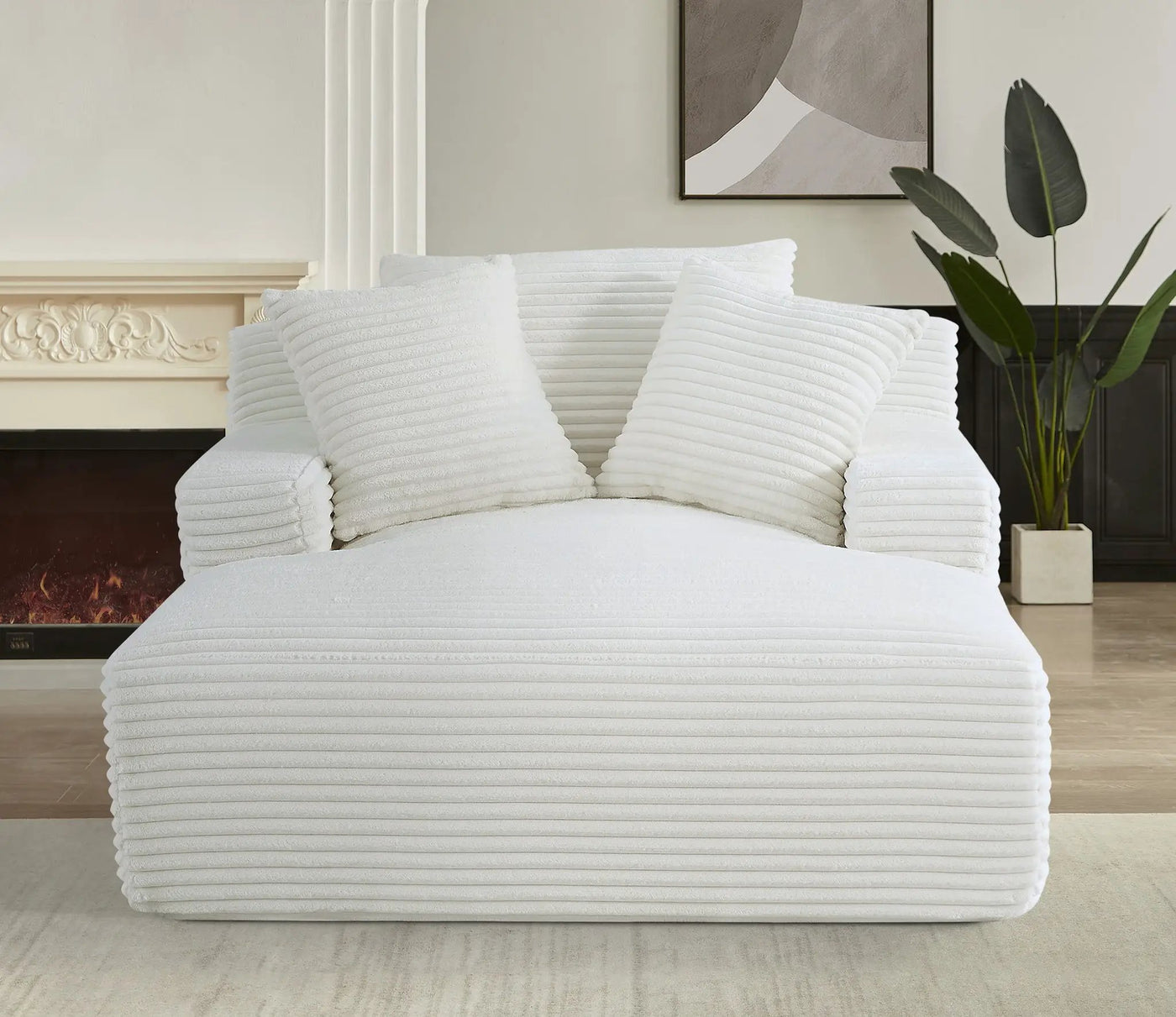 Cloudline - Oversized Chaise Lounge, Modern Comfy Couch With Full Foam Cushioning, Cozy Sleeper Sofabed by Unique Piece Furniture