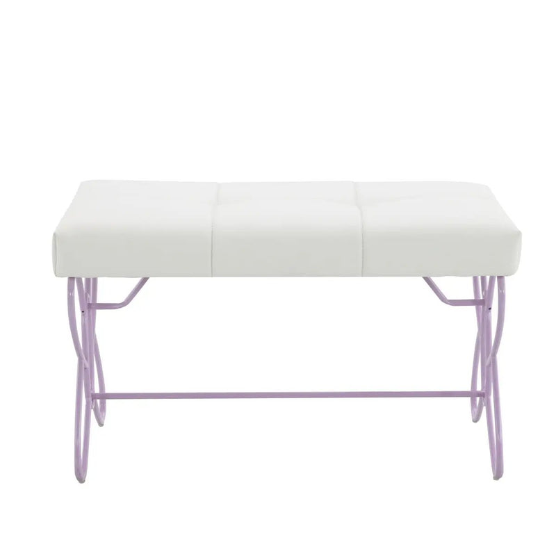 Priya II - Synthetic Leather Purple Bench - Purple / White by Unique Piece Furniture