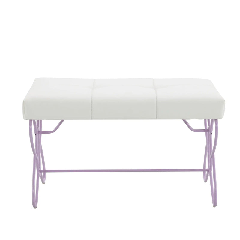 Priya II - Synthetic Leather Purple Bench - Purple / White by HouseOfZazla