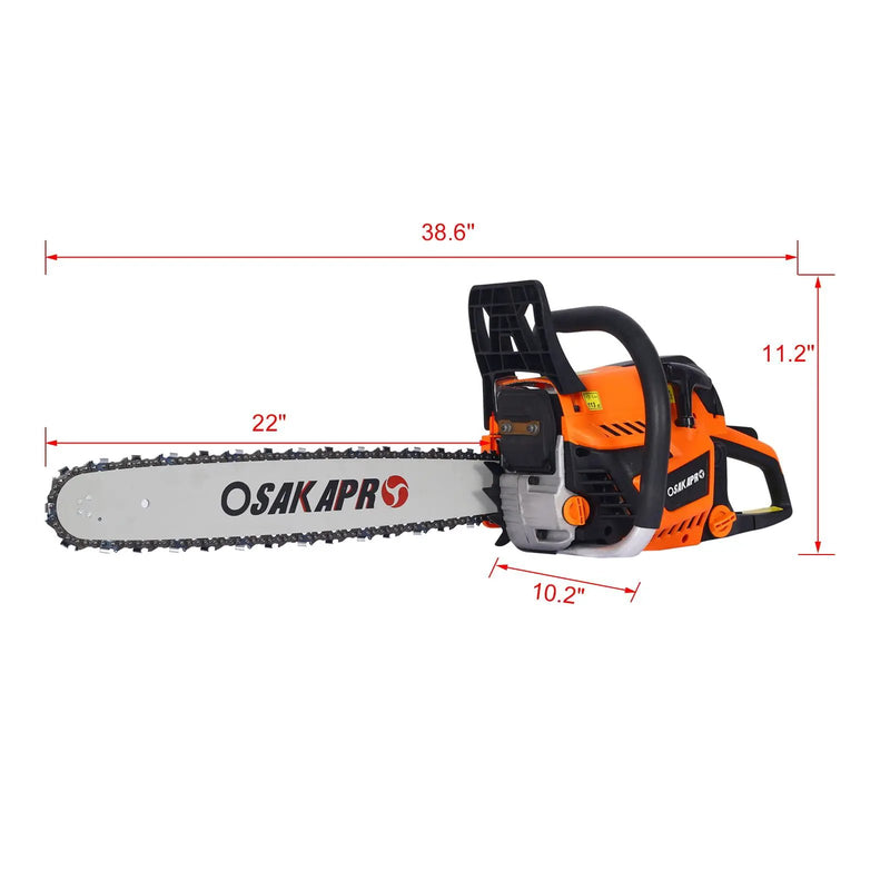 High Performance 22" 58Cc Gasoline Chainsaw For Trees And Wood Cutting Epa Compliant - Orange by HouseOfZazla