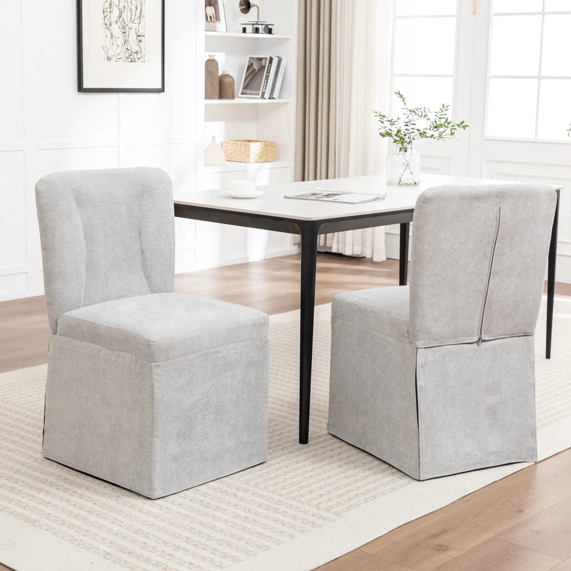Linen Dining Chairs - Modern Fabric Side Chairs for Dining Room by HouseOfZazla