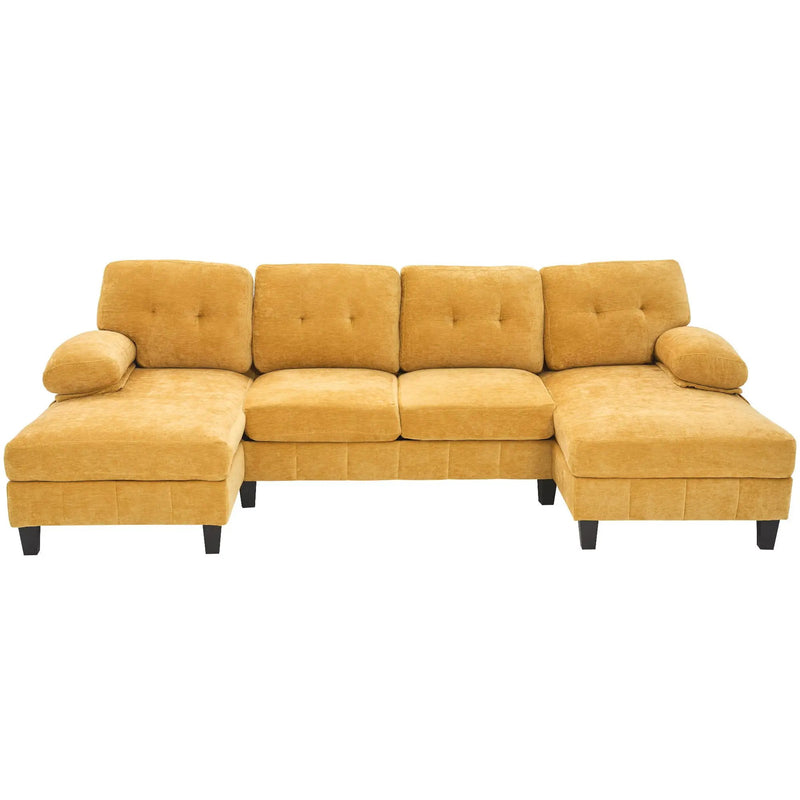 U-Shaped Sectional Sofa 103.5" Fabric Couch With Dual Chaise Lounges, Storage Pockets, Armrest Pillows by HouseOfZazla