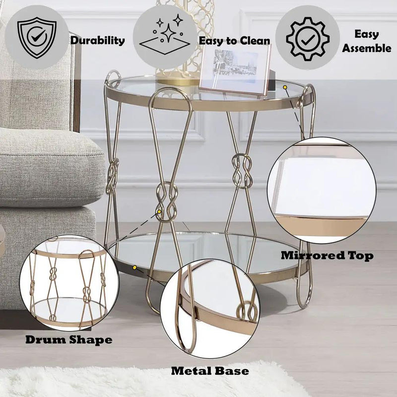Zekera - End Table - Mirrored & Champagne by Unique Piece Furniture