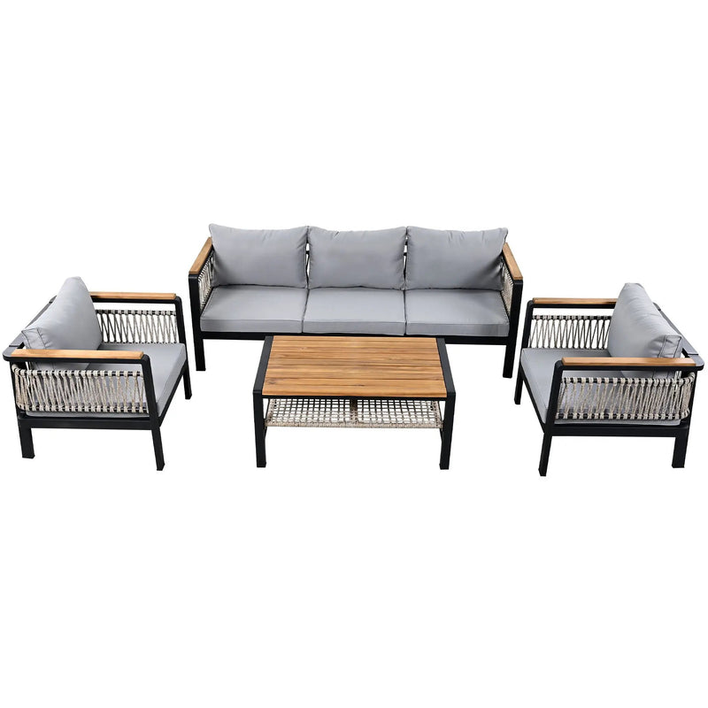 4 Pieces Outdoor Sectional Sofa Set 5 Person Patio Seating Group Outdoor Conversation Set With Cushions And A Coffee Table For Patios by Unique Piece Furniture